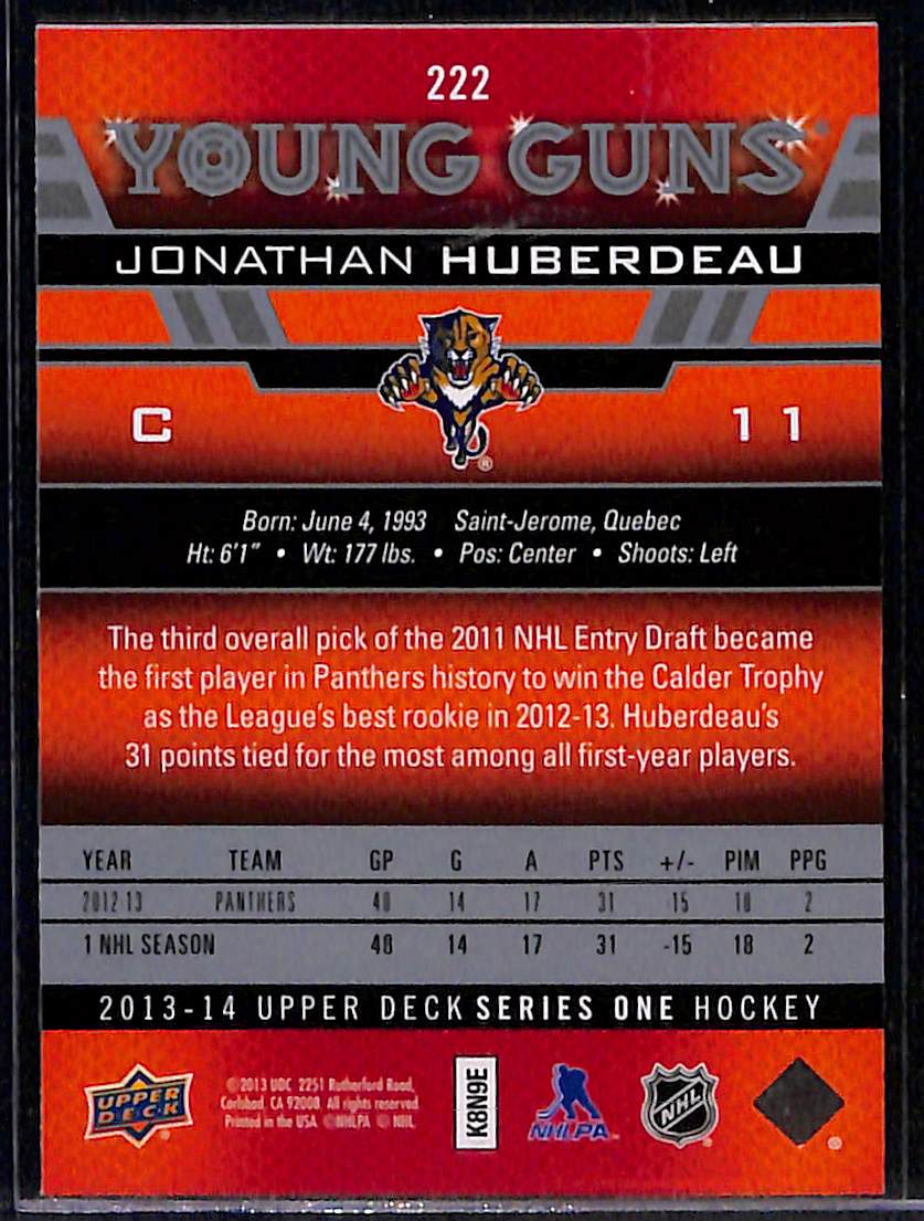 2013-14 Upper Deck Series 1 Jonathan Huberdeau #222