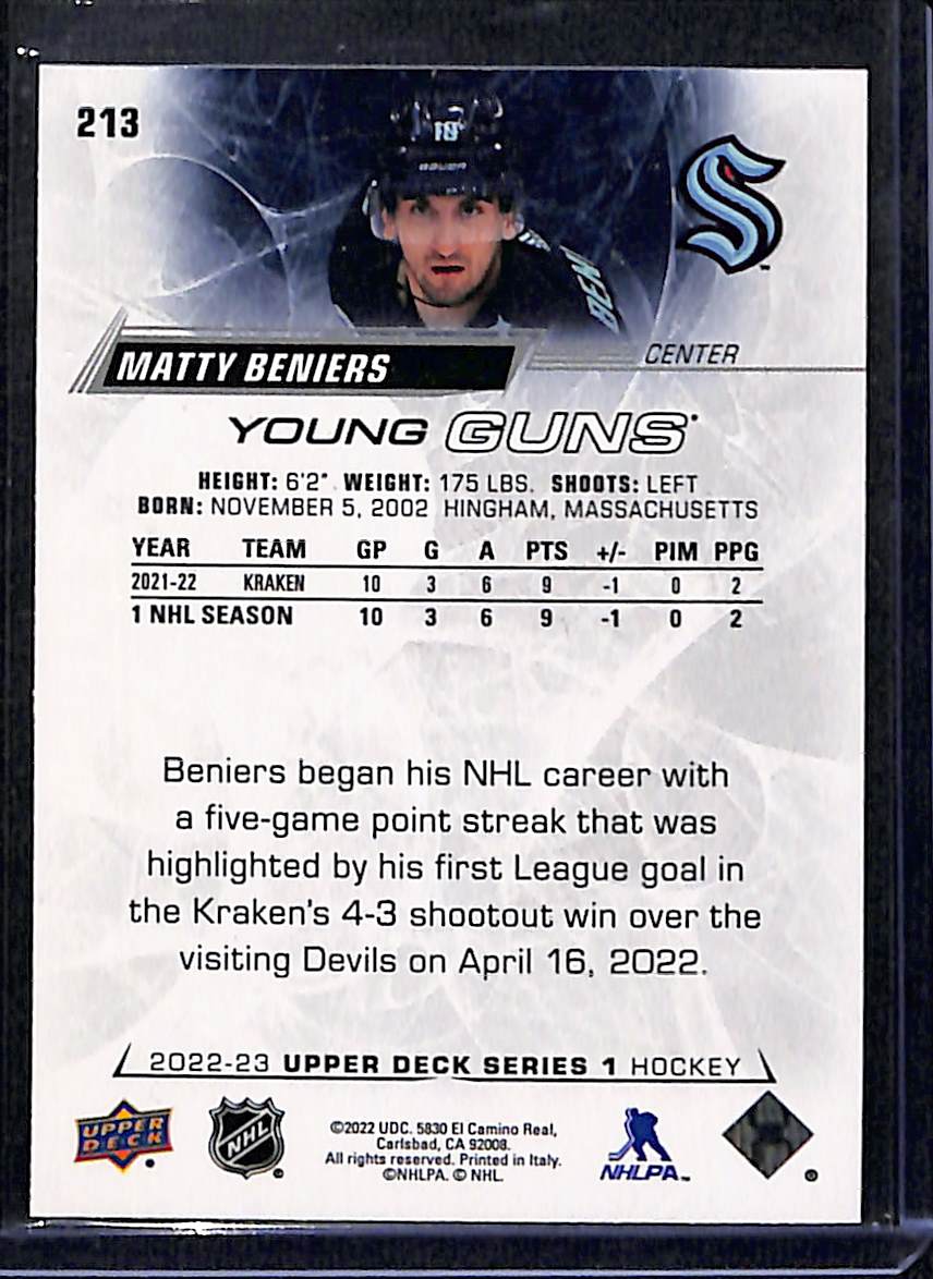 2022 Upper Deck Series 1 Matty Beniers #213
