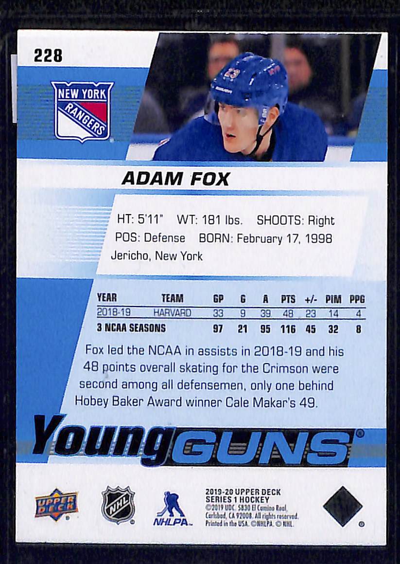 2019-20 Upper Deck Series 1 Adam Fox #228