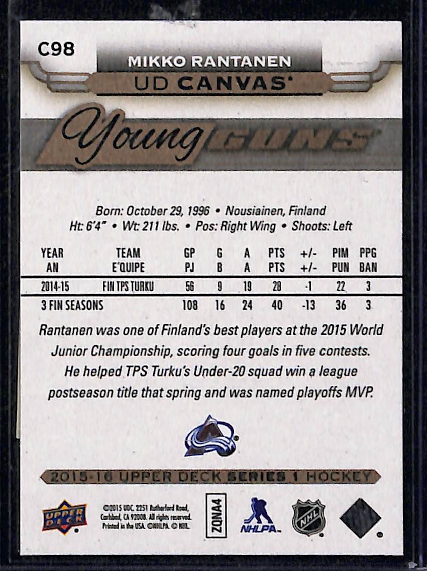 2015-16 Upper Deck Series 1 Mikko Rantanen #C98