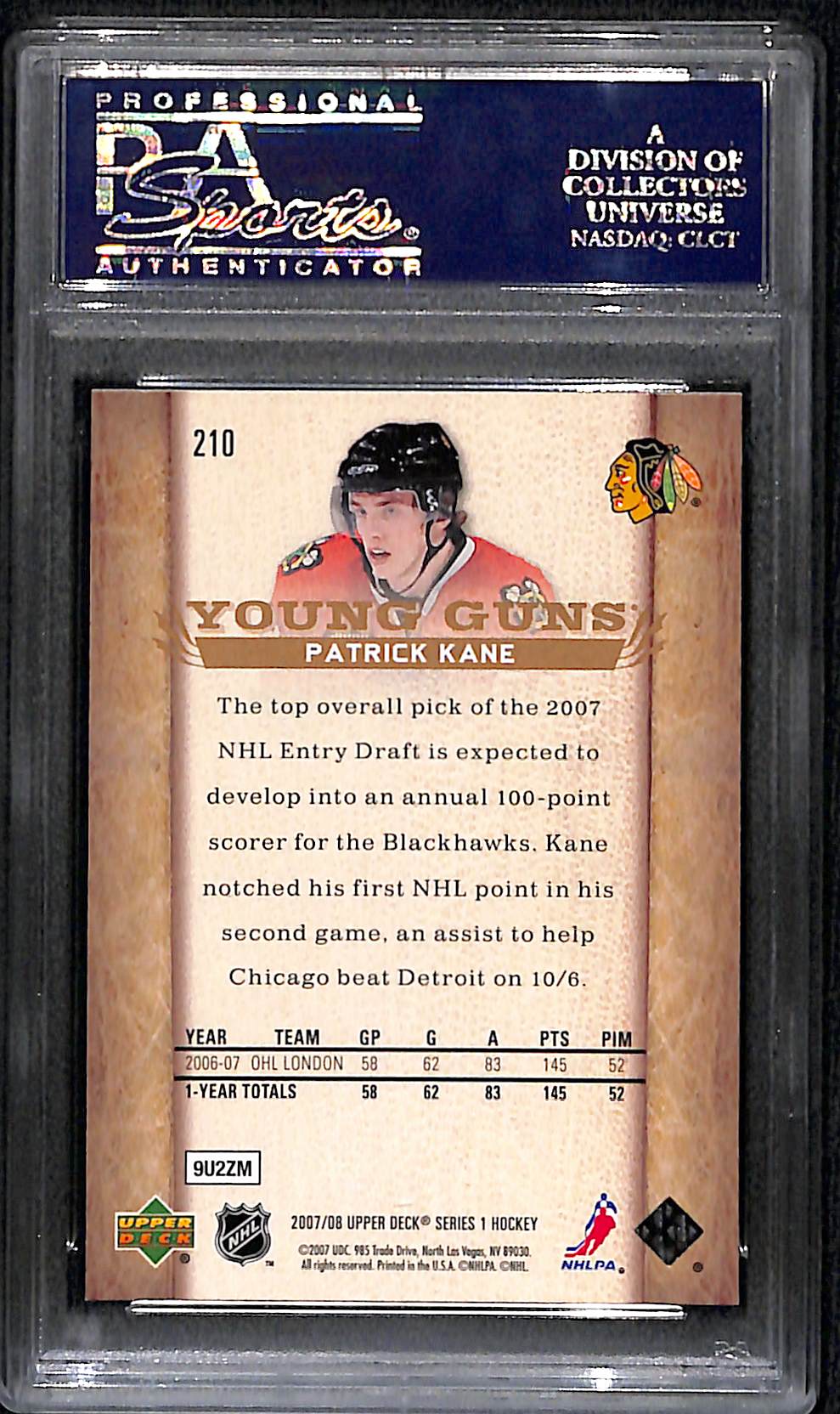 2007 Upper Deck Patrick Kane #210 PSA 10