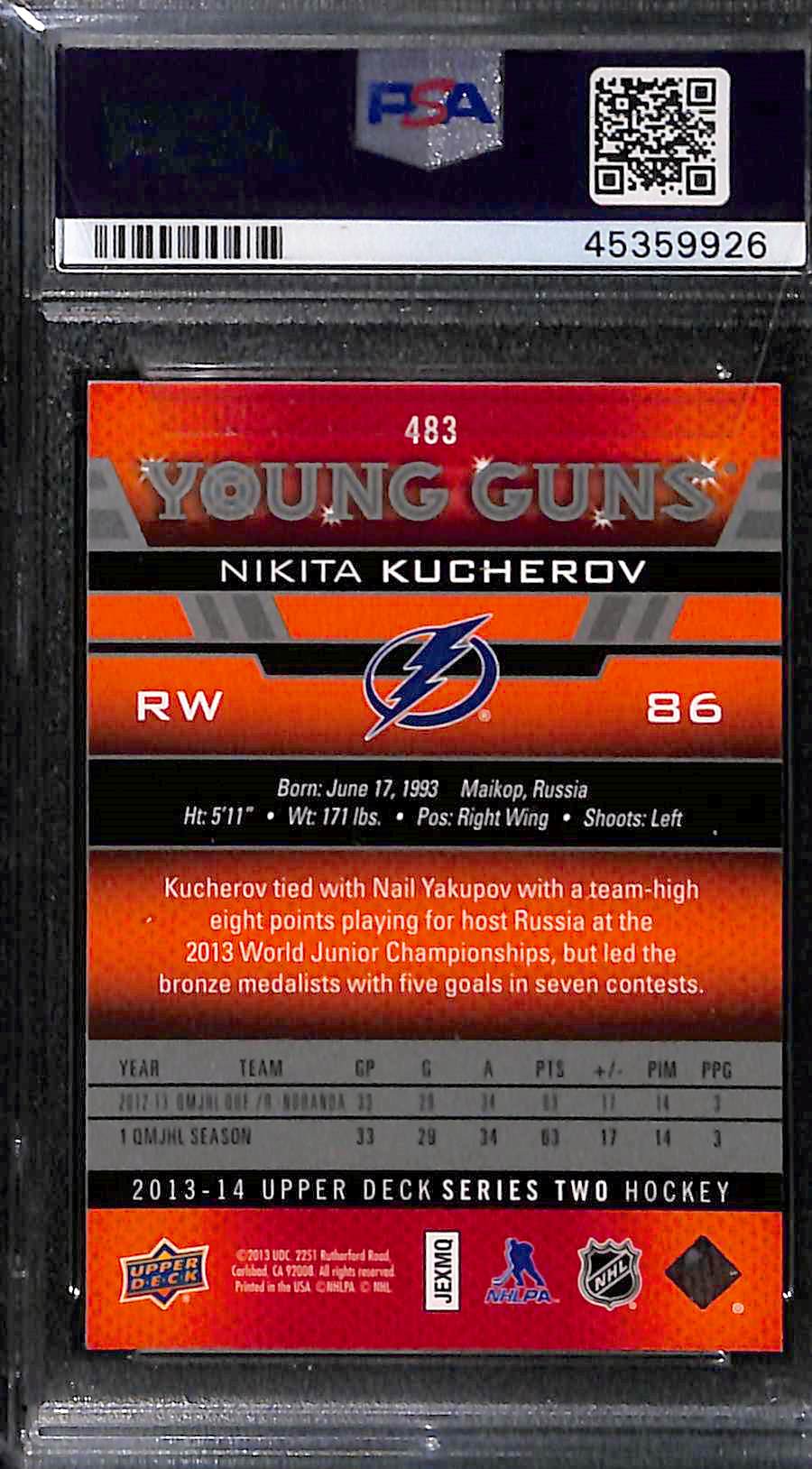 2013 Upper Deck Nikita Kucherov #483 PSA 10