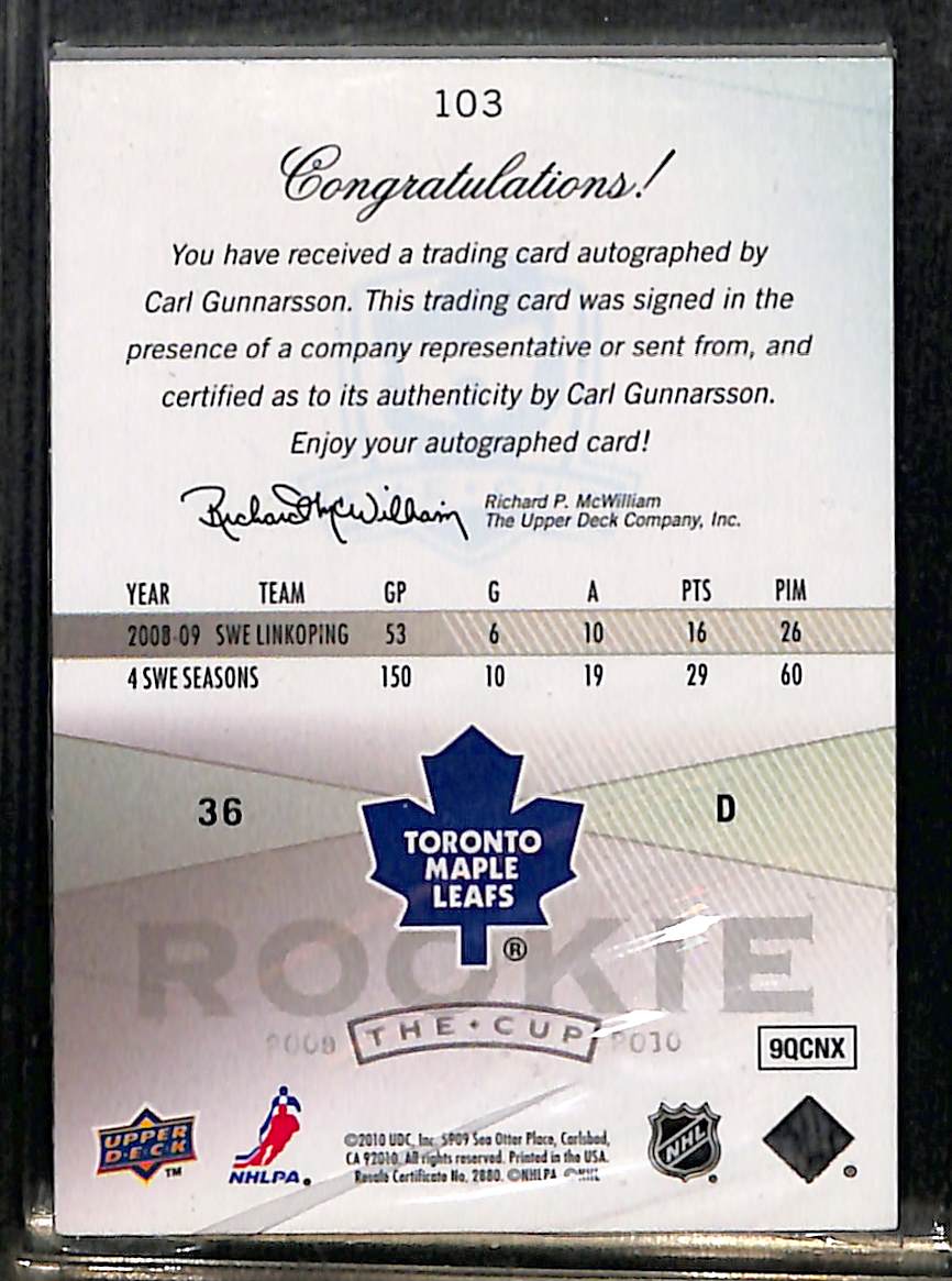 2009-10 Upper Deck The Cup Carl Gunnarsson #103 03/36
