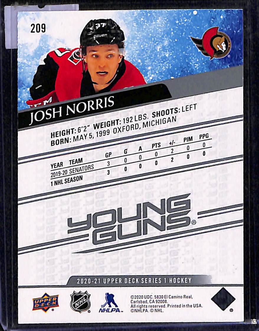 2020-21 Upper Deck Series 1 Josh Norris #209