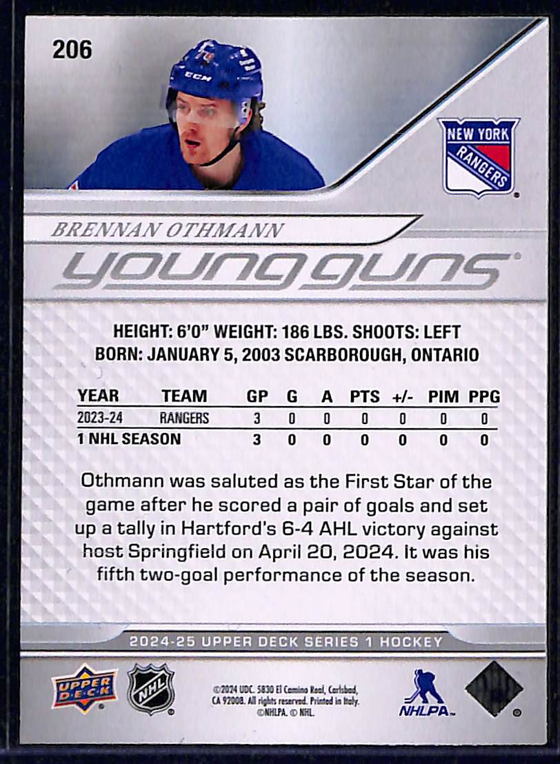 2024-25 Upper Deck Series 1 Brennan Othmann #206