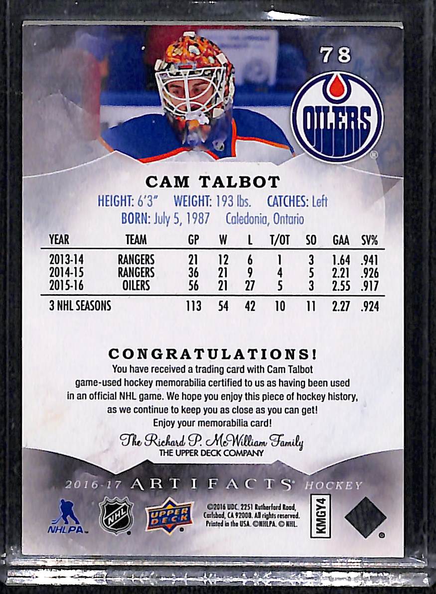 2016-17 Artifacts Cam Talbot #78 Patch 124/126