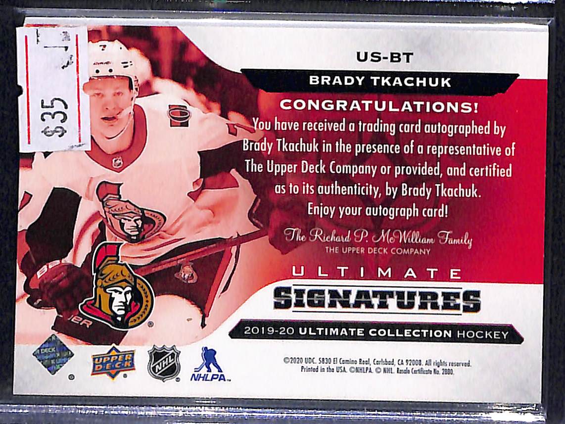 2019-20 Upper Deck Ultimate Collection Signatures Brady Tkachuk #US-BT