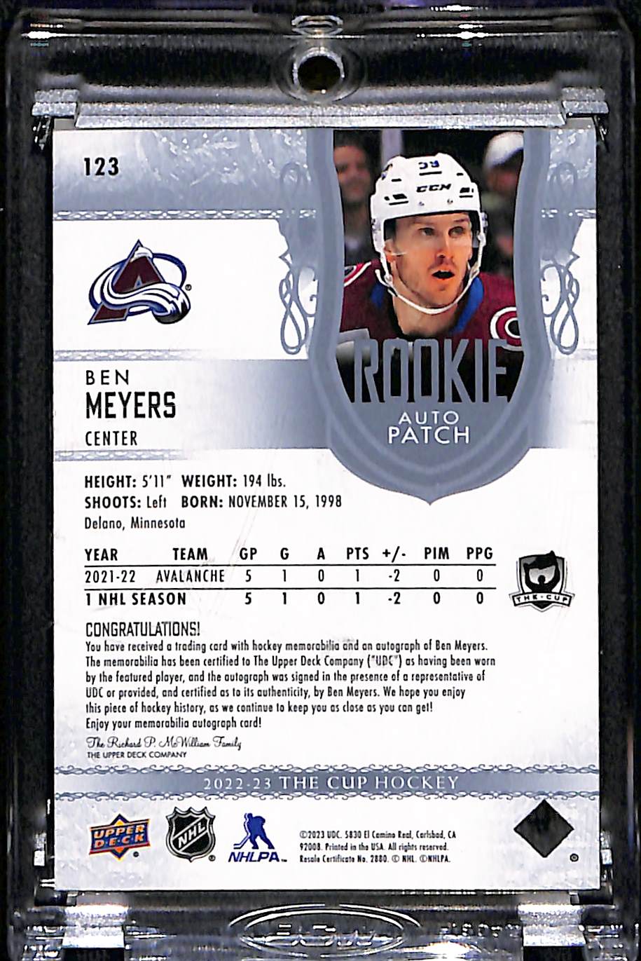 2022-23 Upper Deck The Cup Ben Meyers #123 235/249