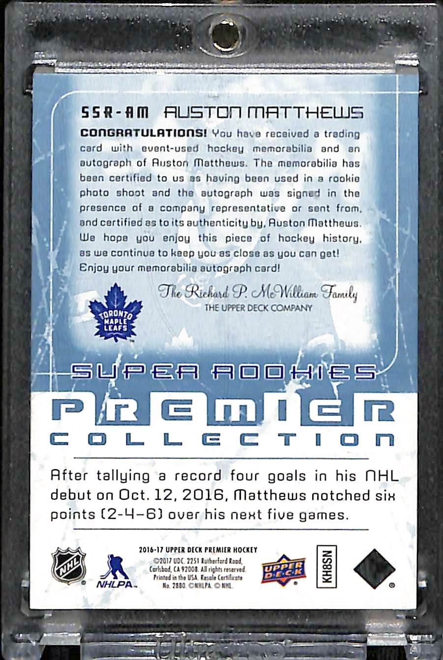 2016 Upper Deck Premier Collection Auston Matthews #SSR-AM 08/99 Patch