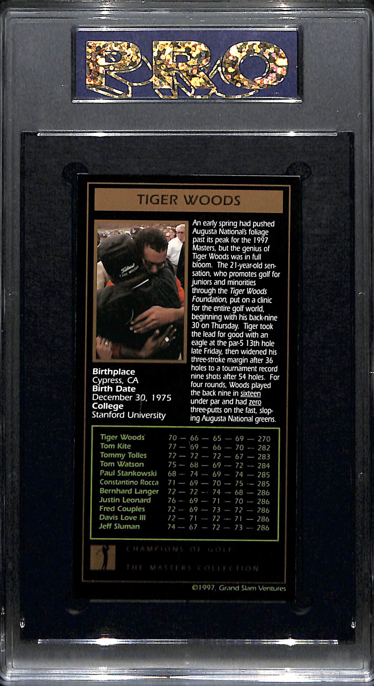 1997-99 Grand Slam Ventures The Masters Collection Tiger Woods #1 PRO 9.5 MInt +