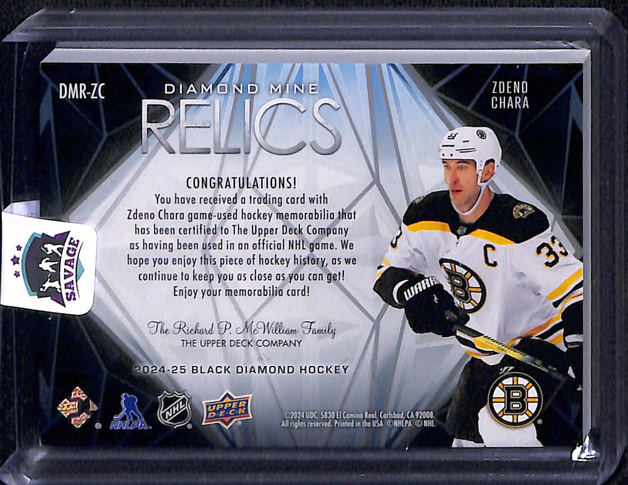 2024-25 Black Diamond Zdeno Chara #DMR-ZC Relic