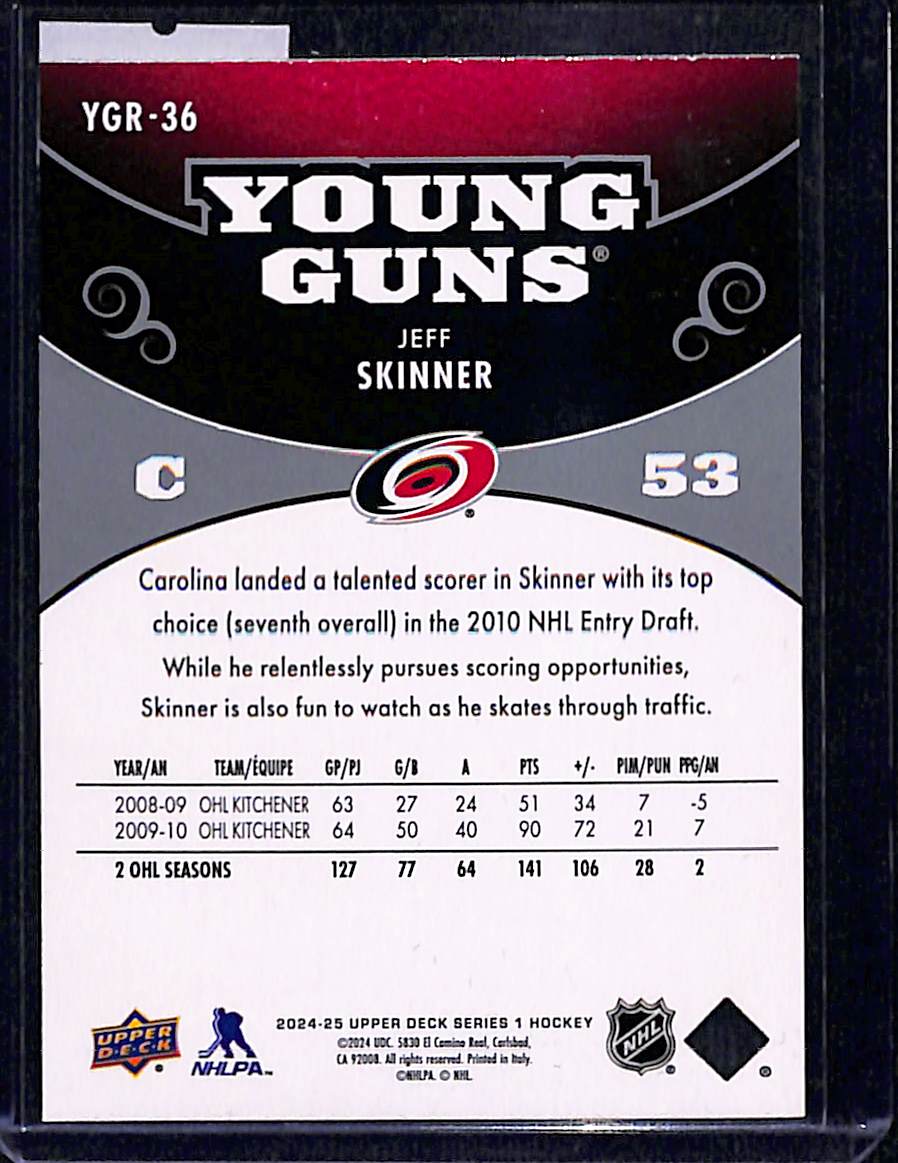 2024-25 Upper Deck Series 1 Jeff Skinner #YGR-36
