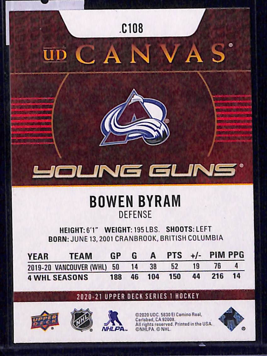 2020-21 Upper Deck Series 1 Bowen Byram #C108