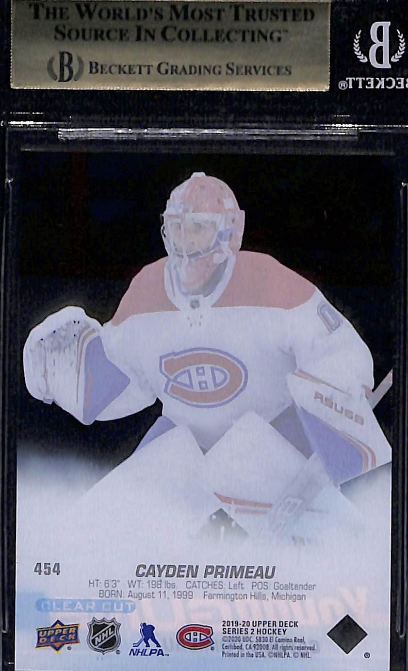 2019-20 Upper Deck Clear Cut Parallel Cayden Primeau #454 BGS 9.5