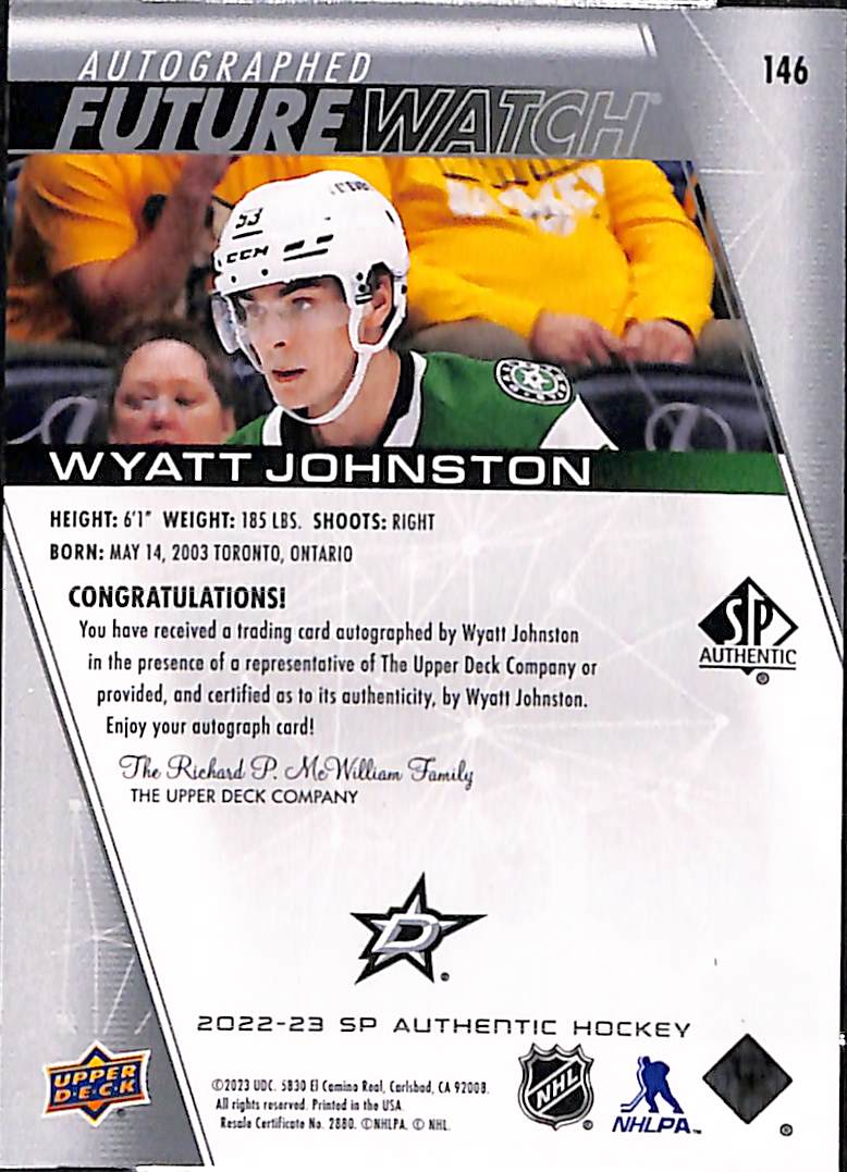 2022-23 Upper Deck SP Authentic Wyatt Johnston #146 438/999