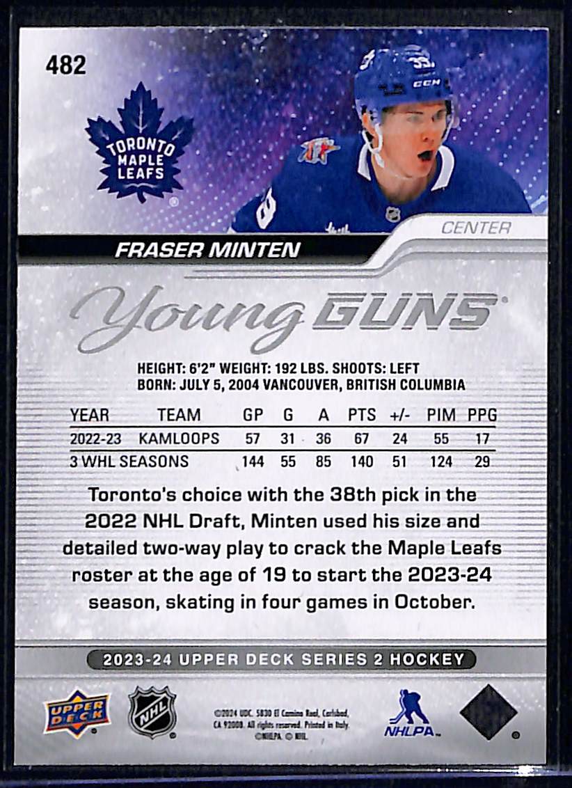 2023-24 Upper Deck Series 2 Fraser Minten #482