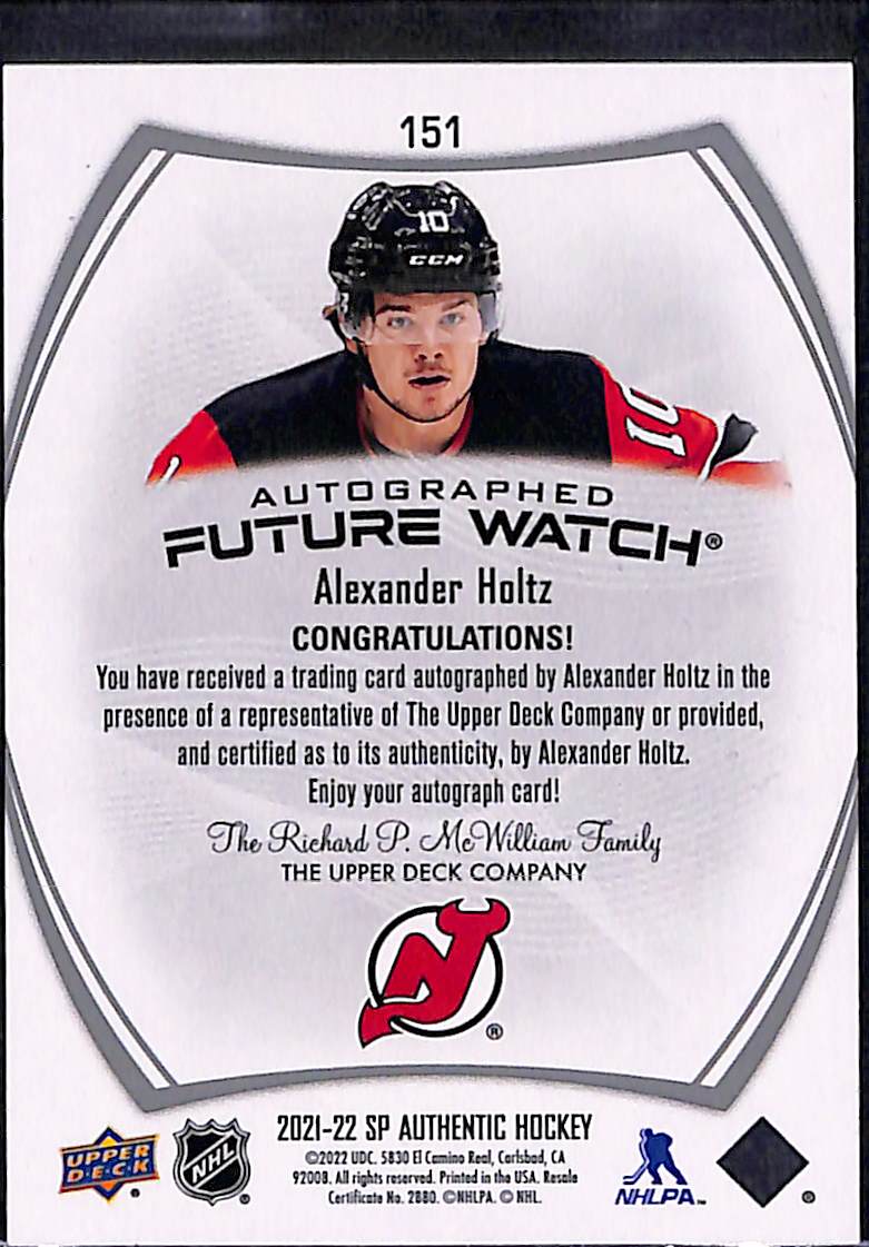 2021-22 Upper Deck SP Authentic Alexander Holtz #151 470/999