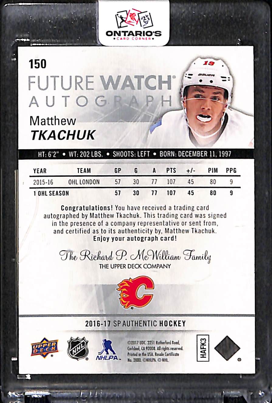 2016-17 Upper Deck SP Authentic Matthew Tkachuk #150 Future Watch Autograph 344/999