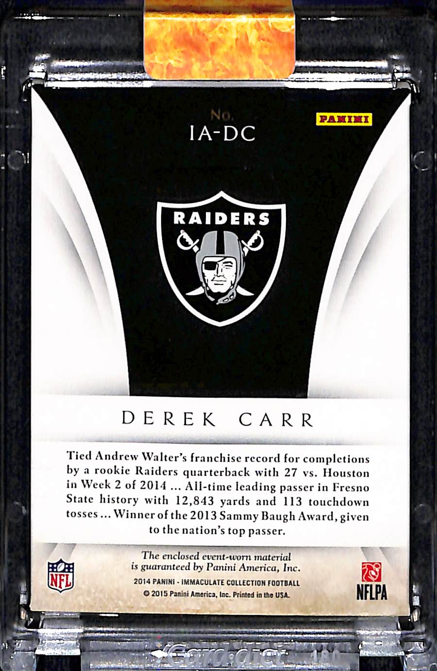 2014 Panini Immaculate Collection Derek Carr #IA-DC 5/5