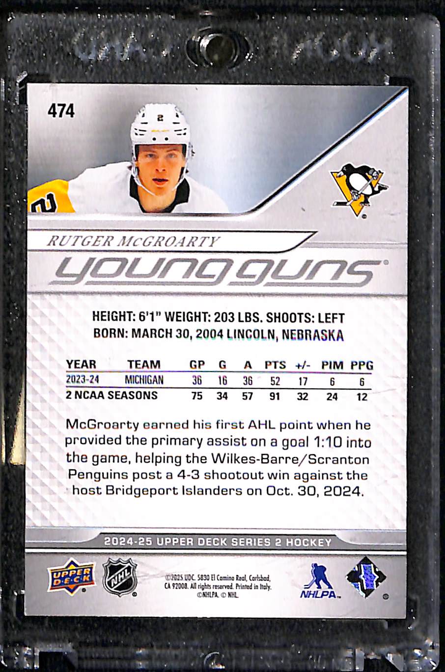 2024. 2024-25 Upper Deck Young Guns Rutger McGroarty #474