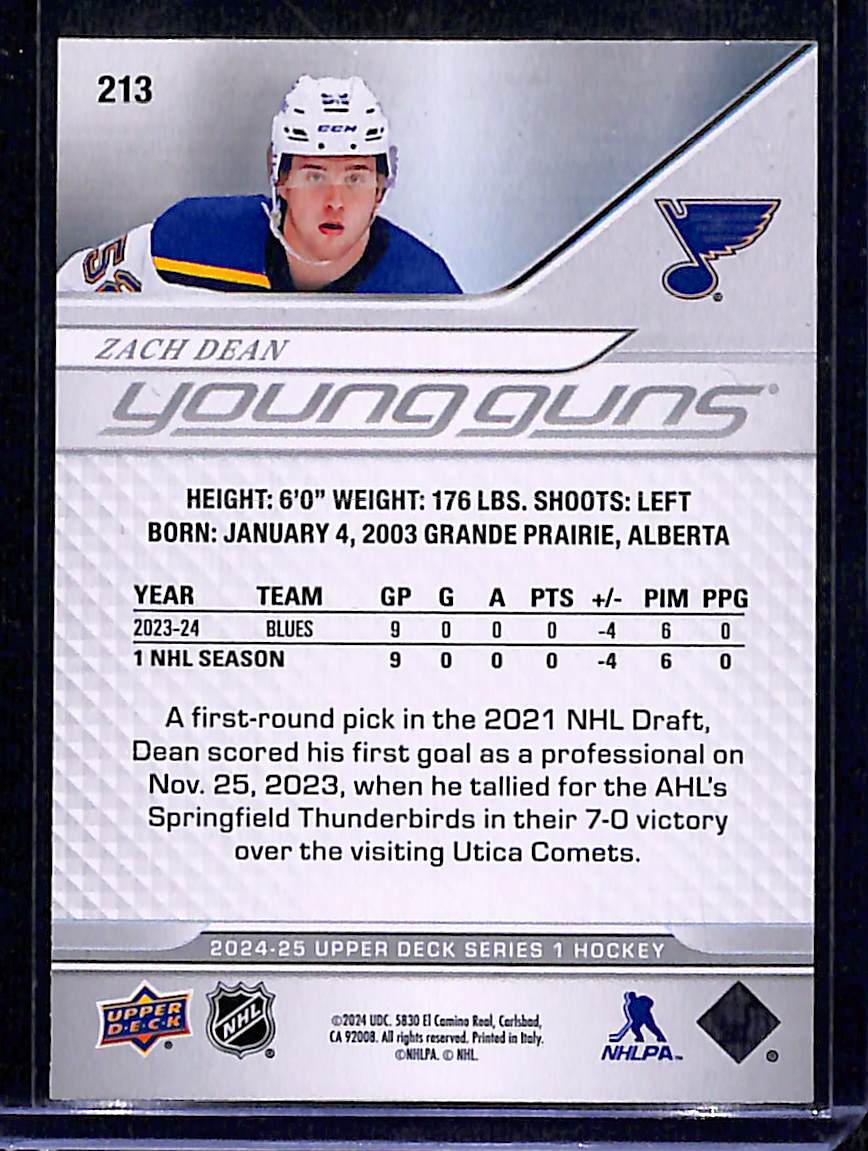 2024-25 Upper Deck Series 1 Zach Dean #213