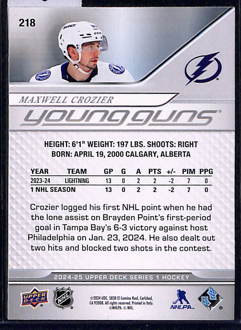 2024-25 Upper Deck Series 1 Maxwell Crozier #218
