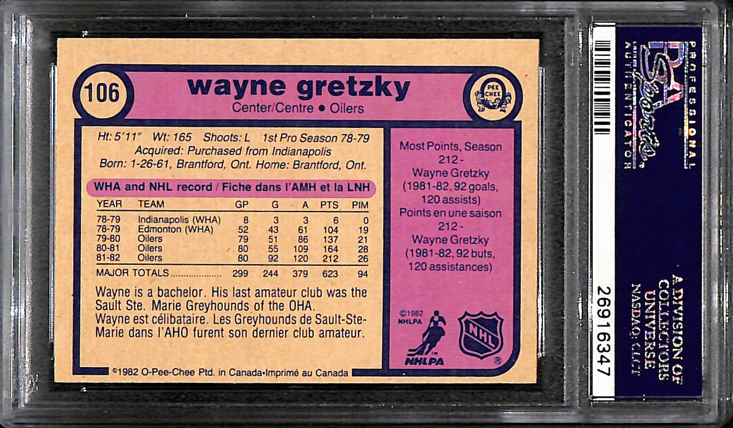 1982 O-Pee-Chee Wayne Gretzky #106 Oc PSA 9