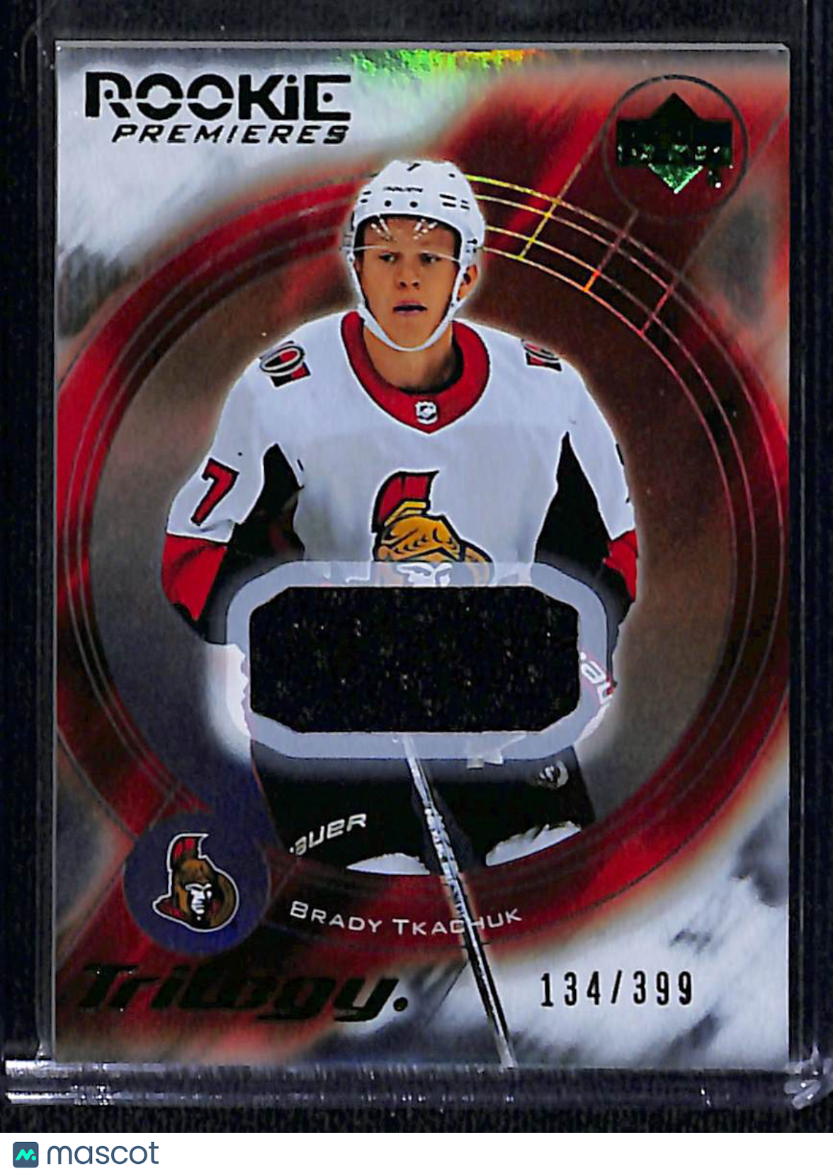 2018-19 Upper Deck Trilogy Rookie Premieres Brady Tkachuk #03-BT Rookie Premieres 134/399 Memorabilia