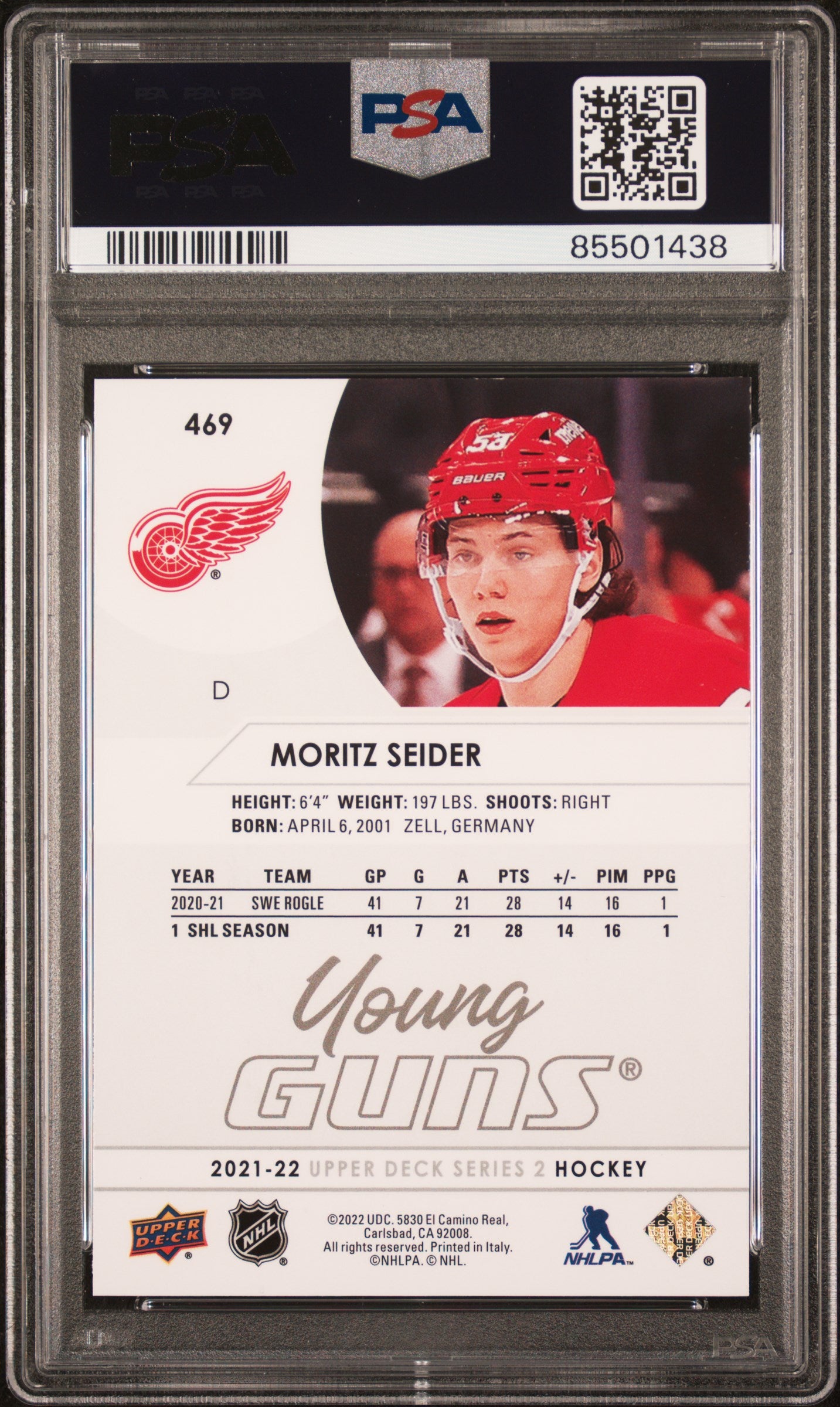 2021-2022 Upper Deck Moritz Seider #469 PSA 10