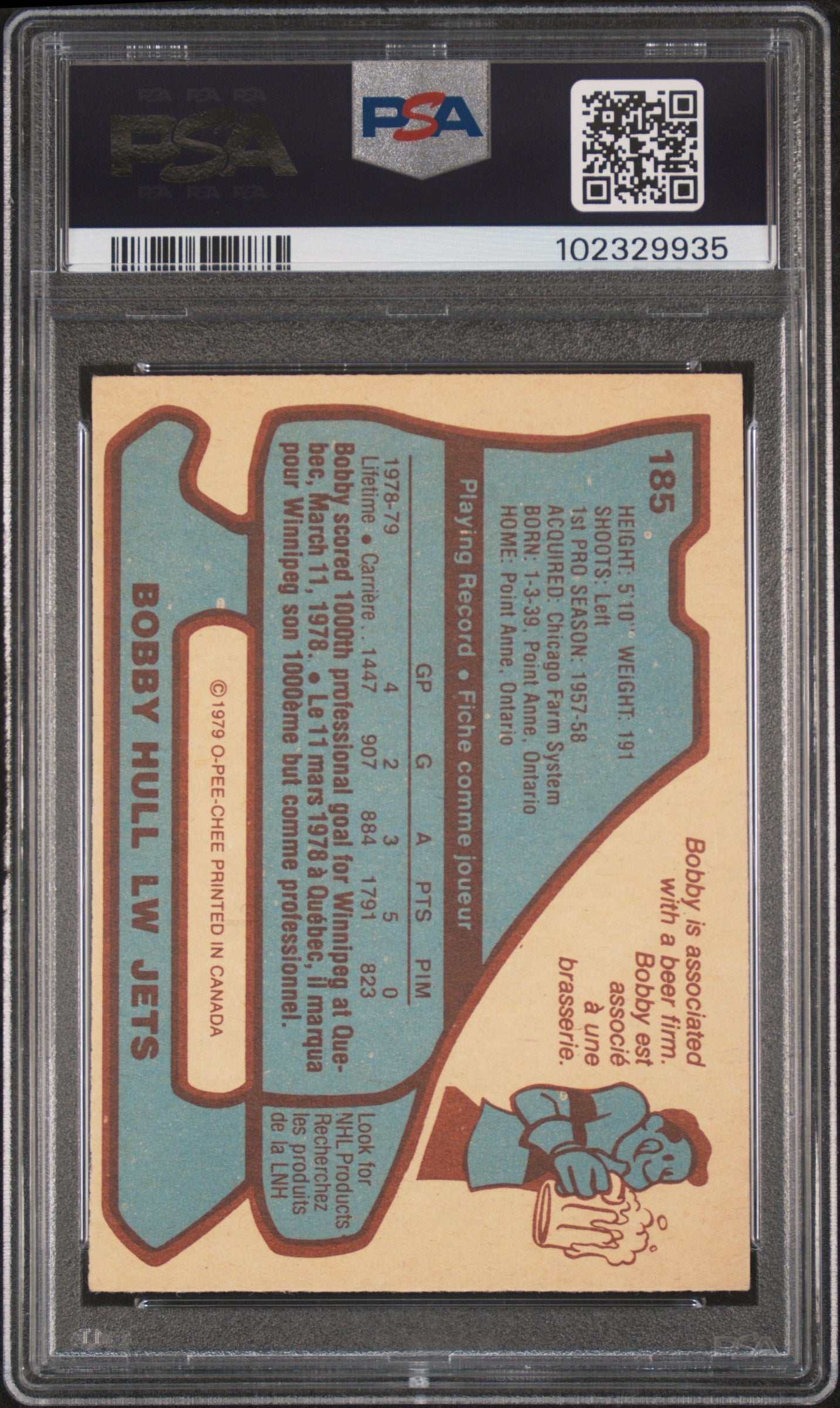 1979 O-Pee-Chee Bobby Hull #185 PSA 4