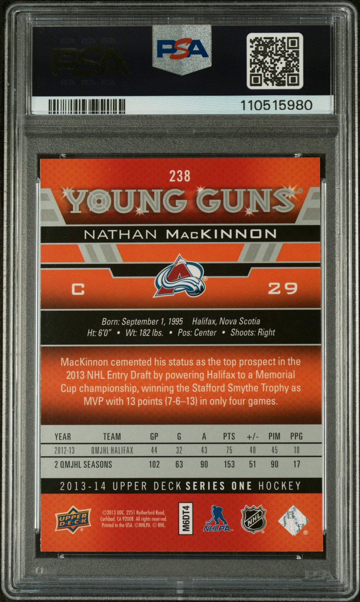 2013 Upper Deck Nathan Mackinnon #238 PSA 8