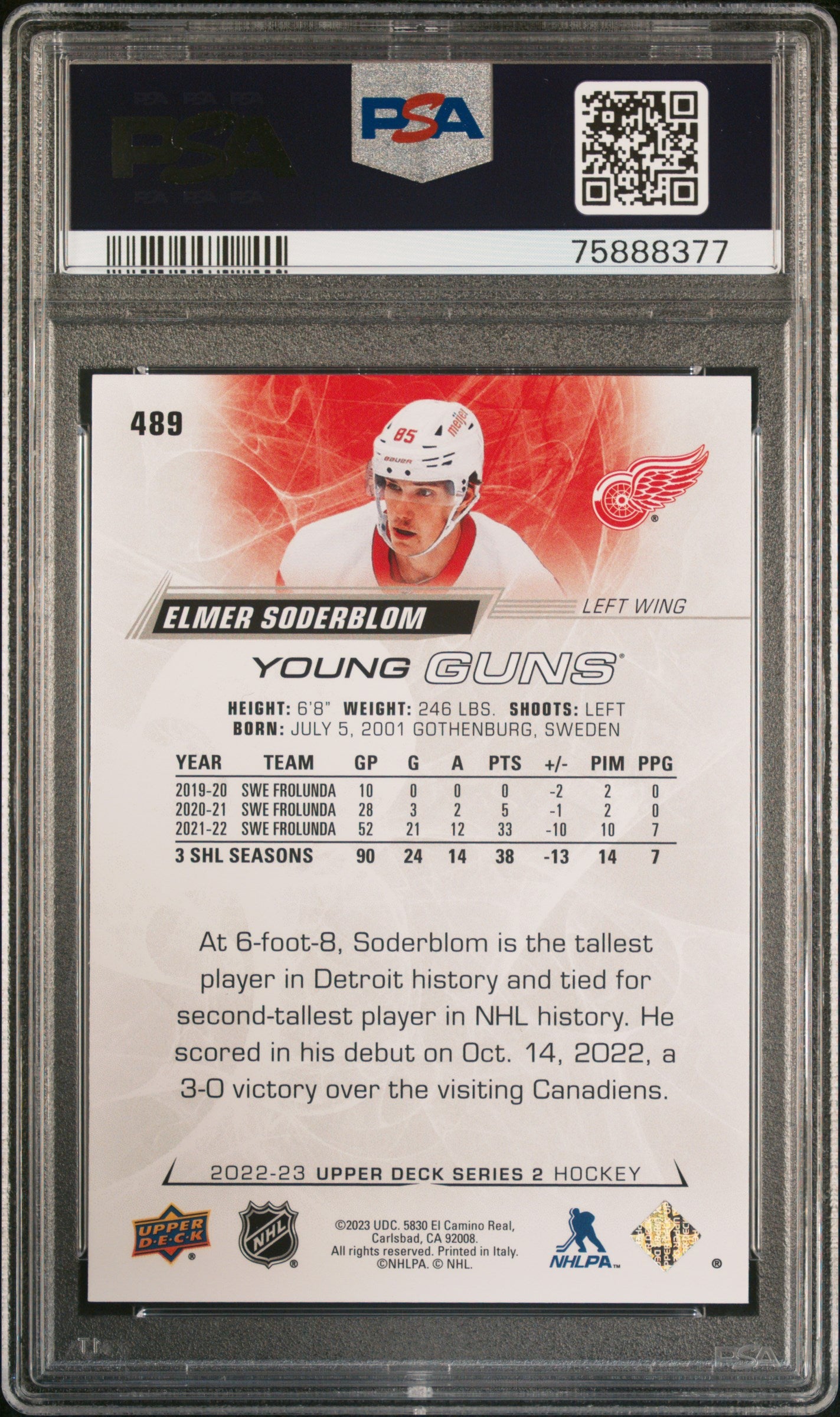 2022 Upper Deck Elmer Soderblom #489 PSA 10