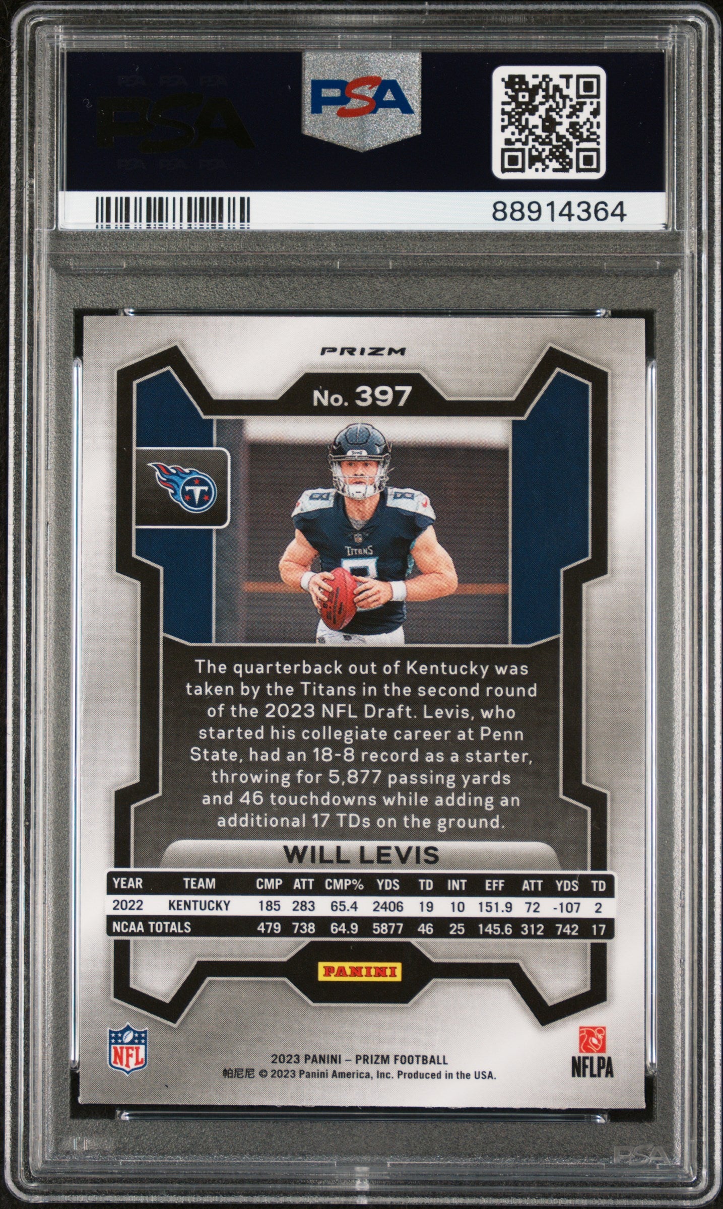 2023 Panini Prizm Will Levis #397 Lazer PSA 10