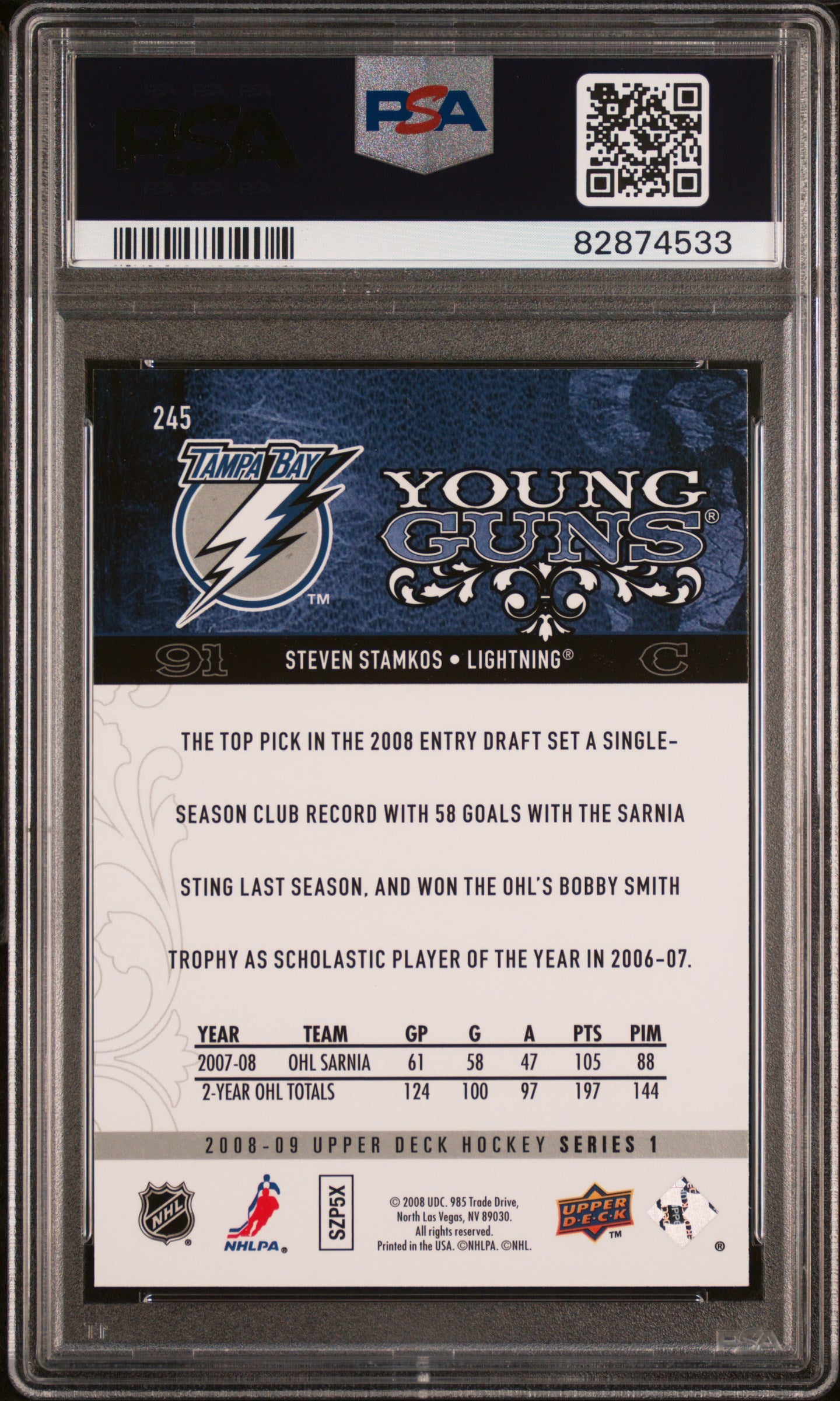 2008 Upper Deck Steven Stamkos #245 PSA 9