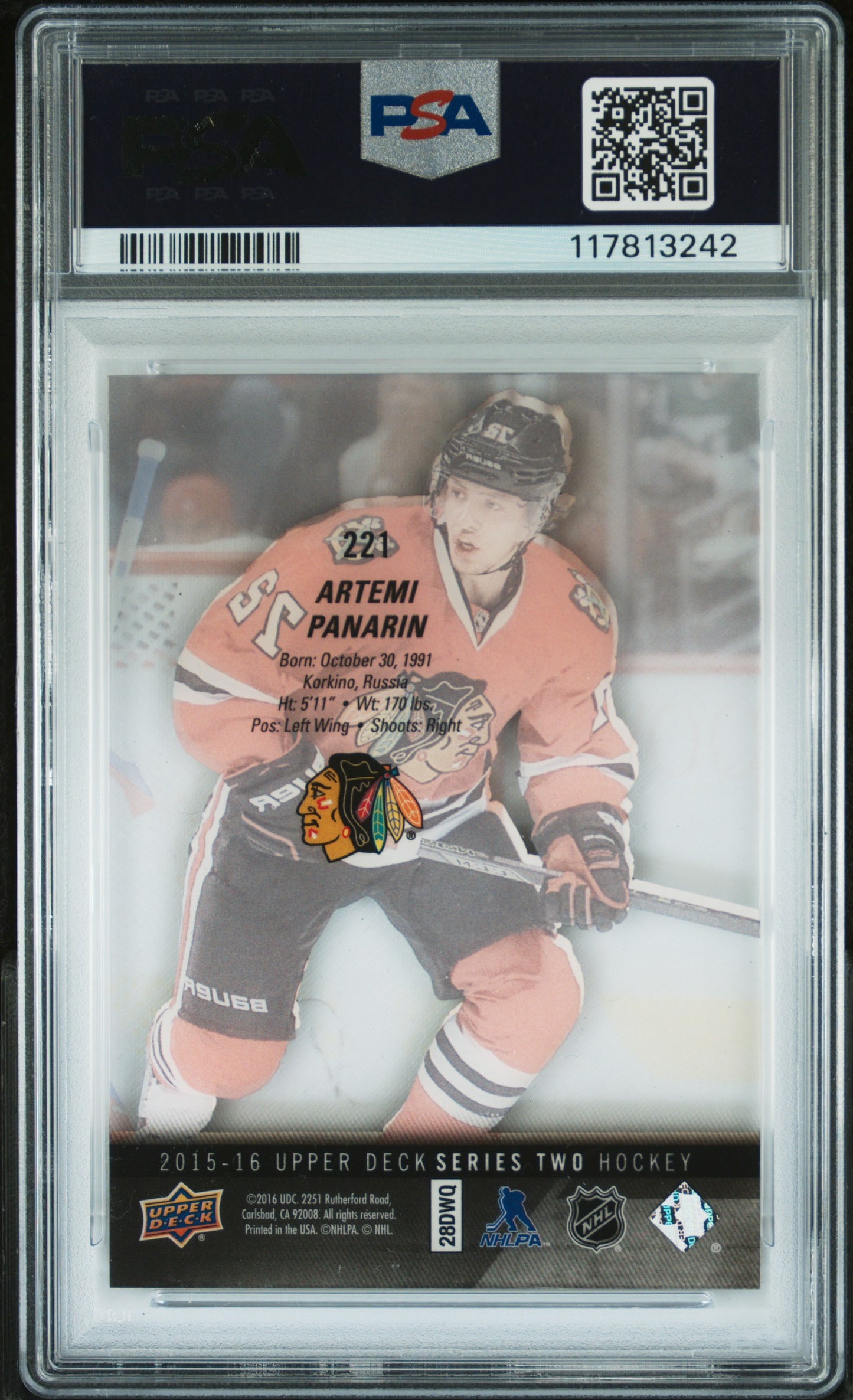 2015 Upper Deck Artemi Panarin #221 Acetate PSA 10