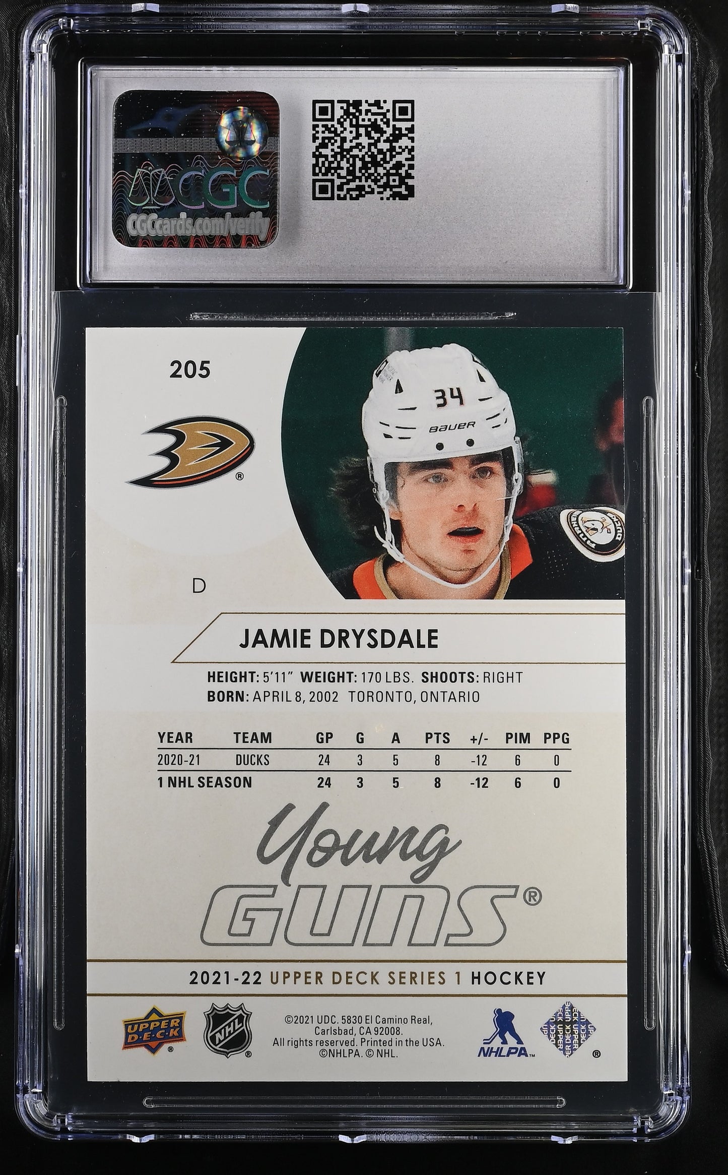 2021 Upper Deck Upper Deck Jamie Drysdale #205 CGC 9.5