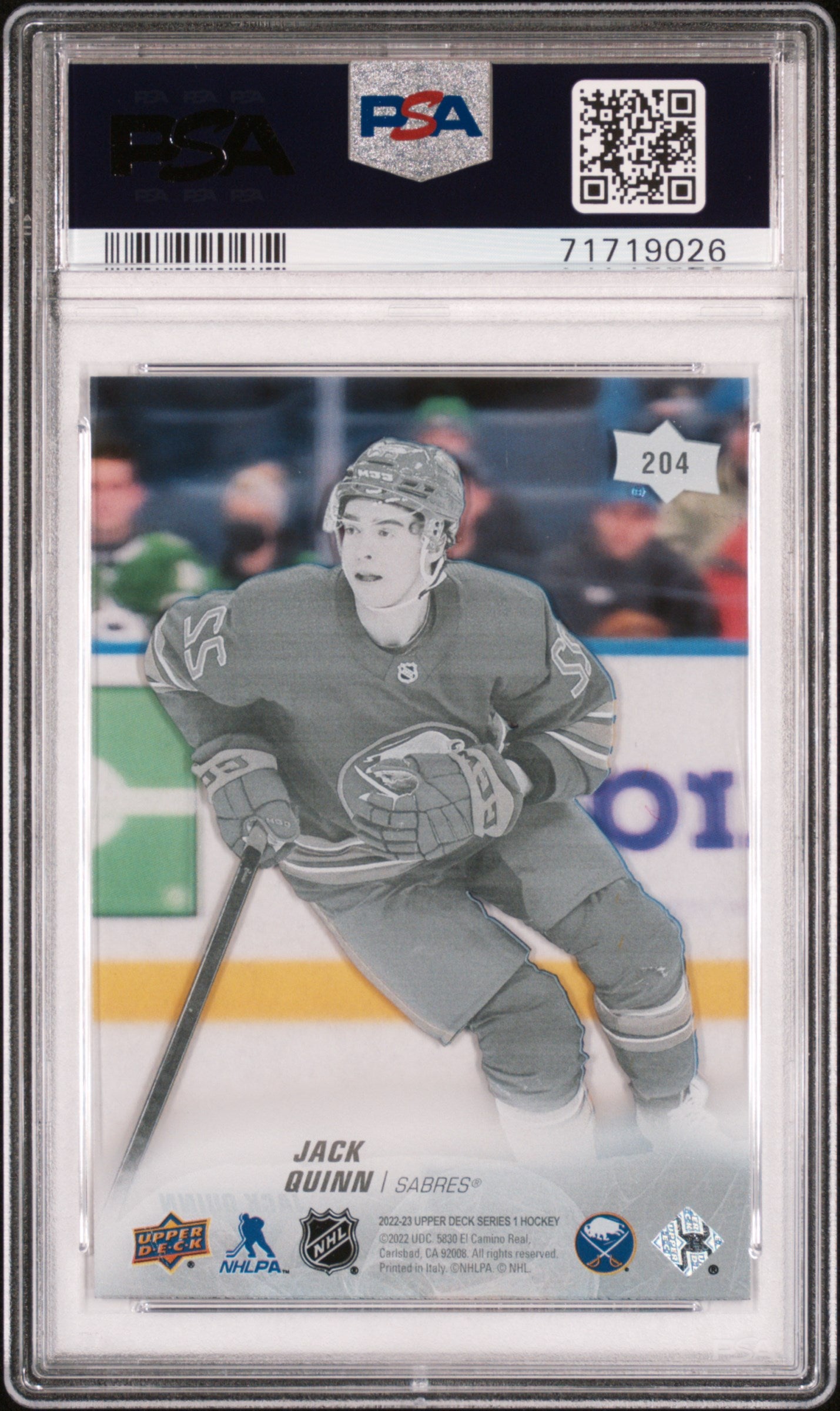 2022 Upper Deck Jack Quinn #204 Clear Cut PSA 9