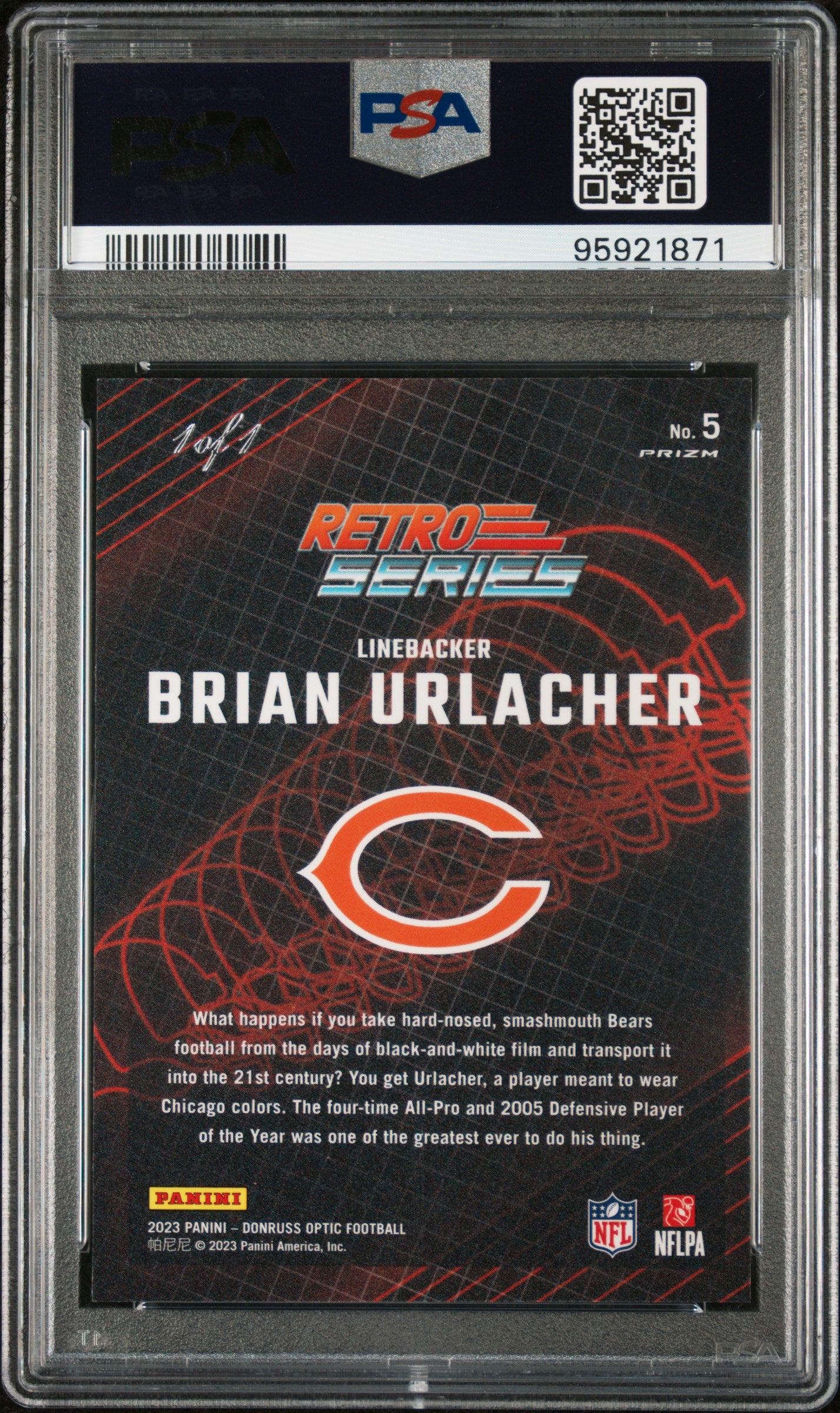 2023 Panini Donruss Optic Retro Series Brian Urlacher #5 PSA 10