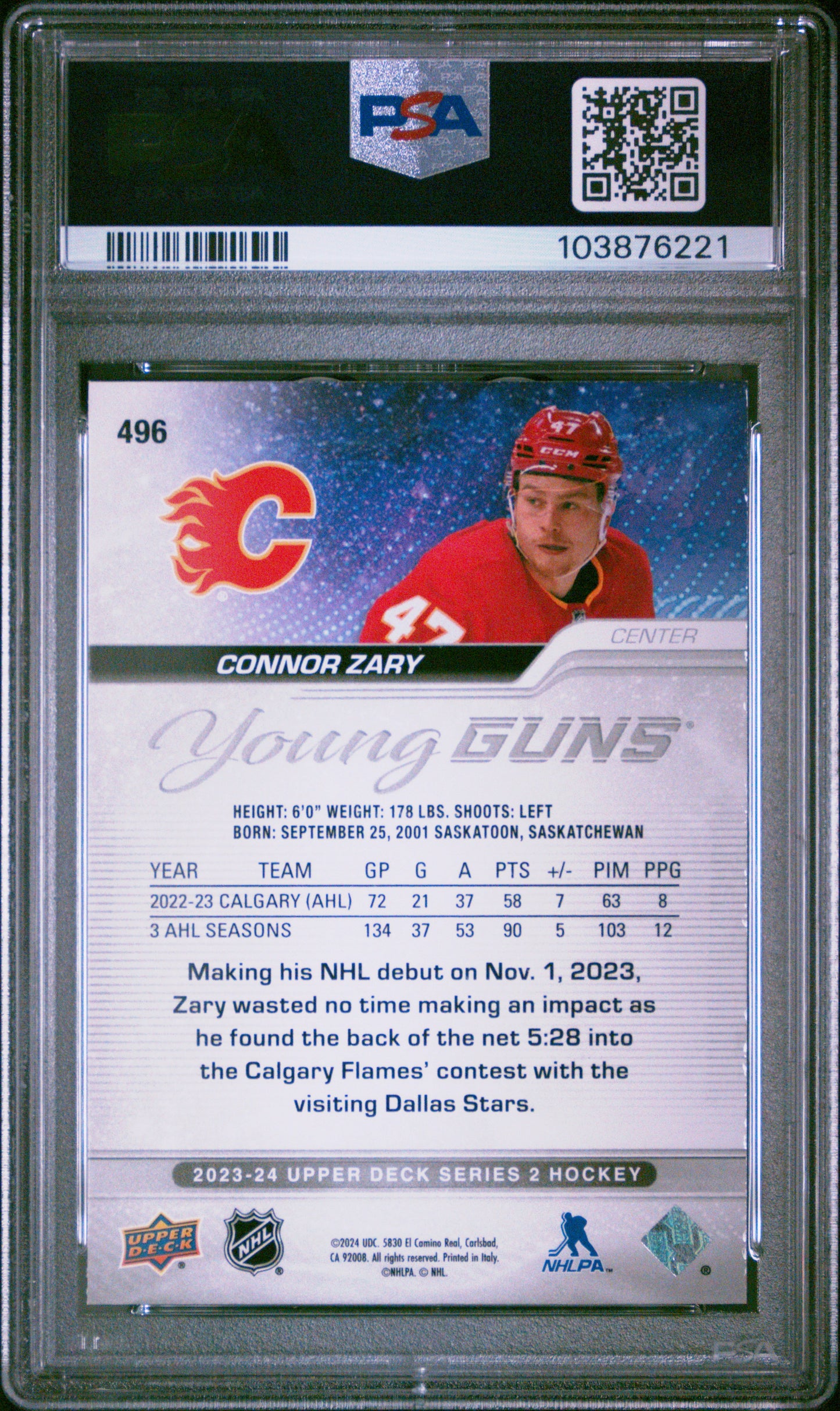 2023 Upper Deck Connor Zary #496 PSA 9