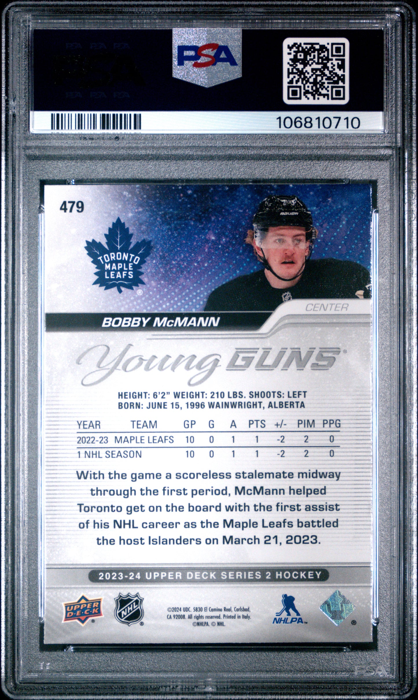 2023 Upper Deck Bobby Mcmann #479 PSA 10