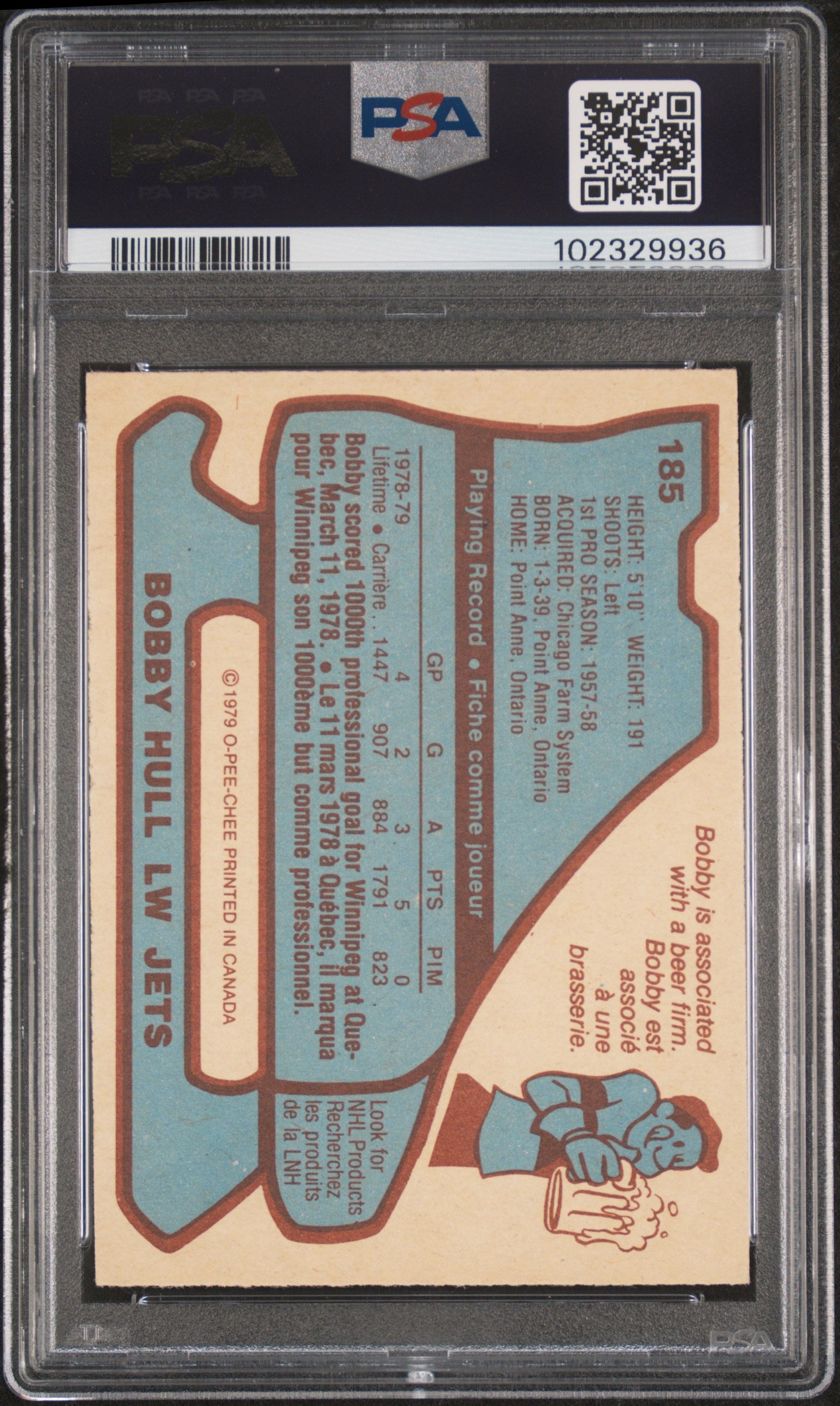 1979 O-Pee-Chee Bobby Hull #185 PSA 4