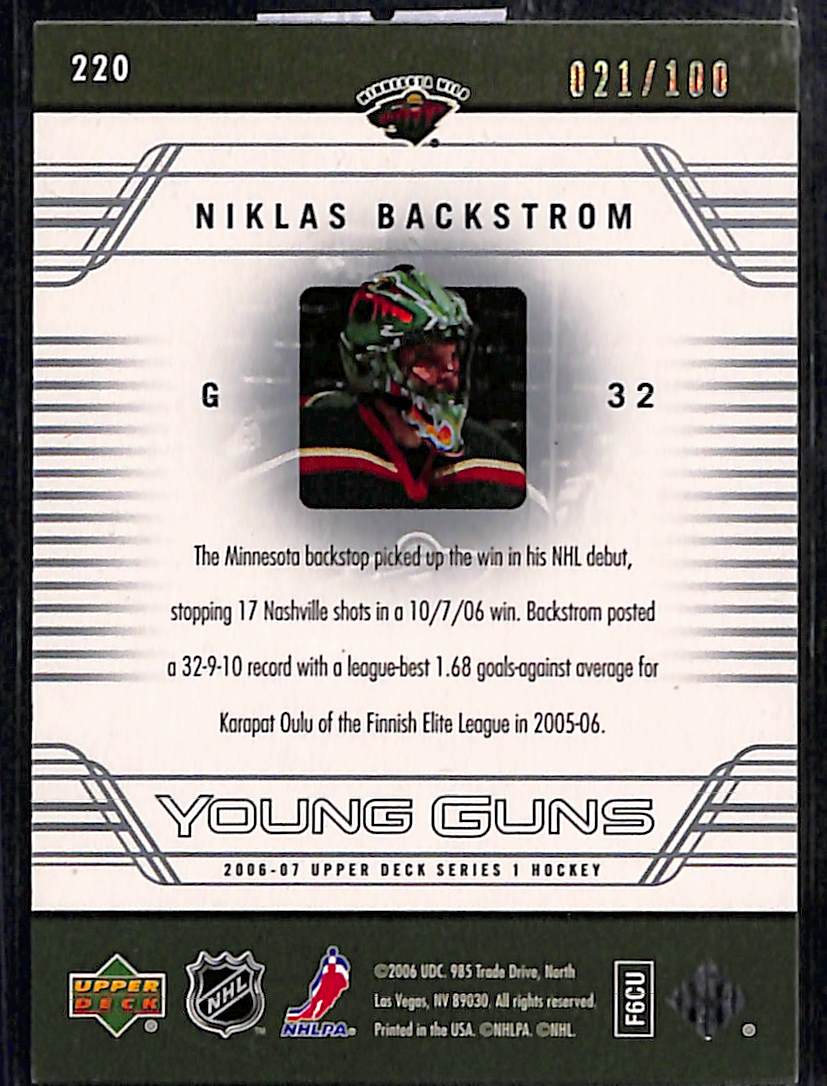 2006-07 Upper Deck Series 1 Niklas Backstrom #220