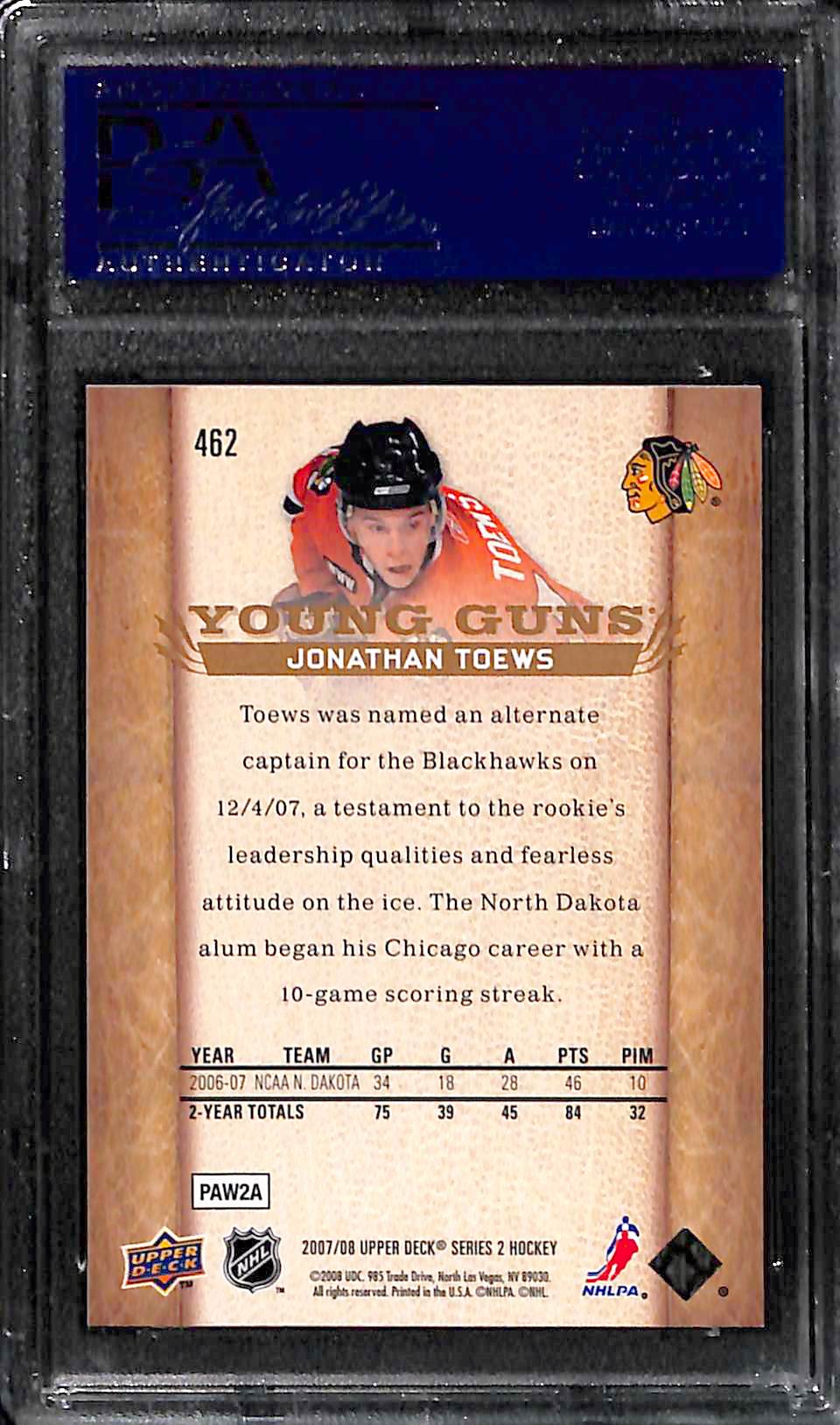2007 Upper Deck Jonathan Toews #462 PSA 9