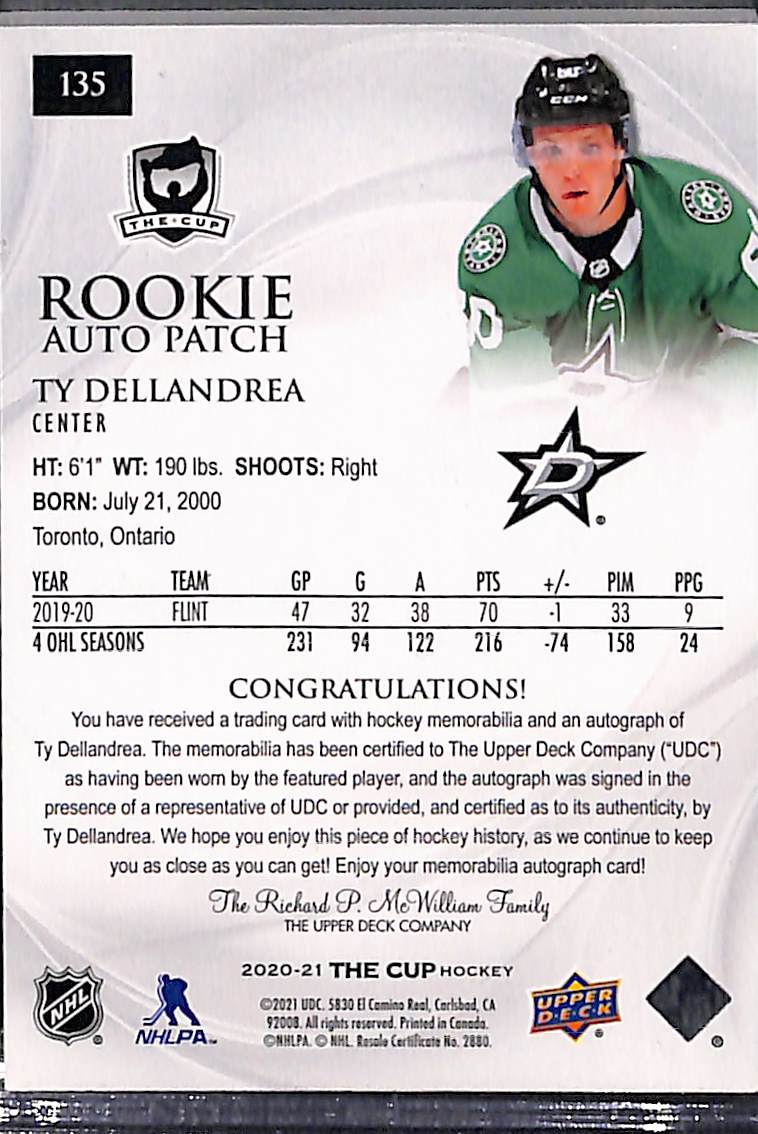 2020-21 Upper Deck The Cup Ty Dellandrea #135 104/249