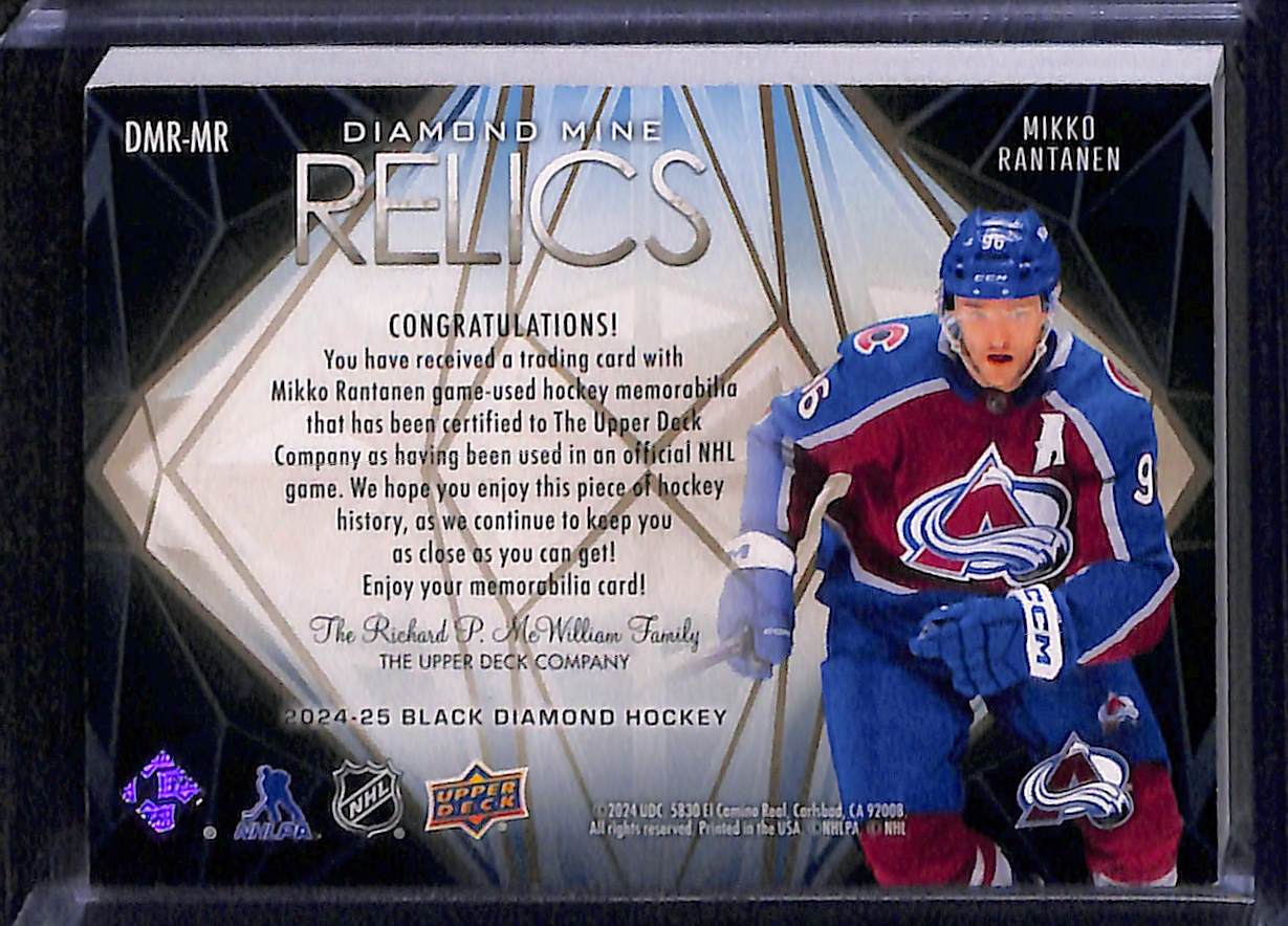 2024-25 Upper Deck Black Diamond Mikko Rantanen #DMR-MR Relic 21/25