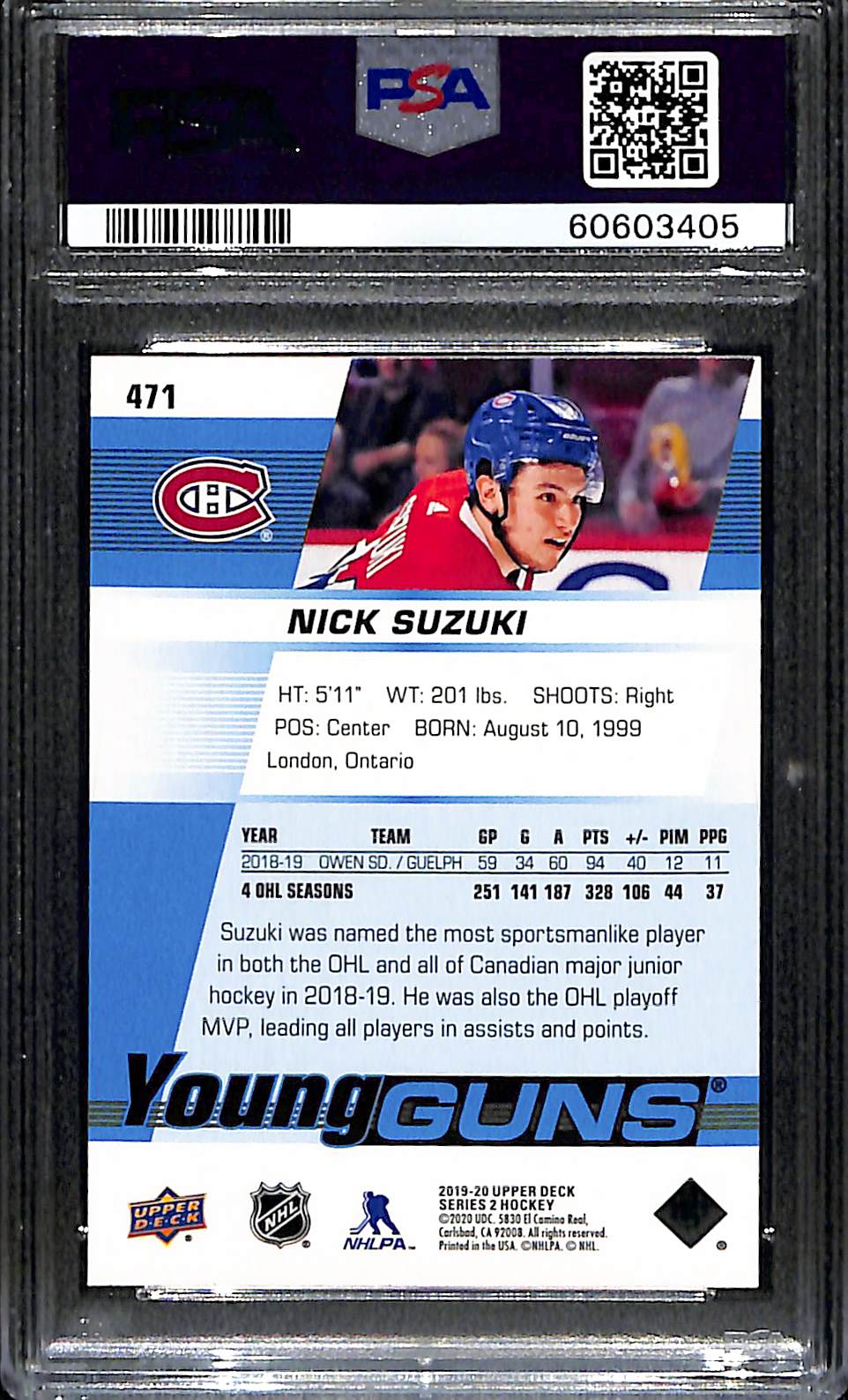 2019 Upper Deck Nick Suzuki #471 PSA 10