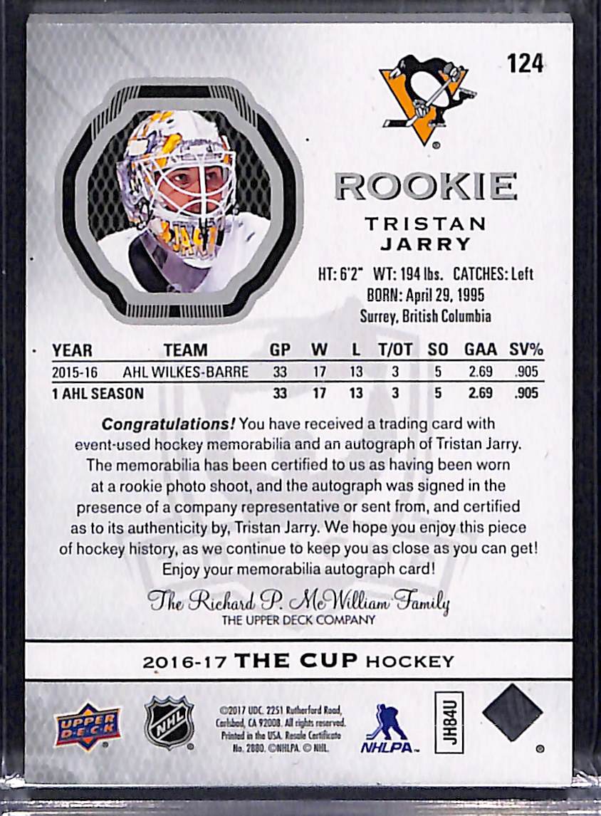 2016-17 Upper Deck The Cup Tristan Jarry #124 024/249