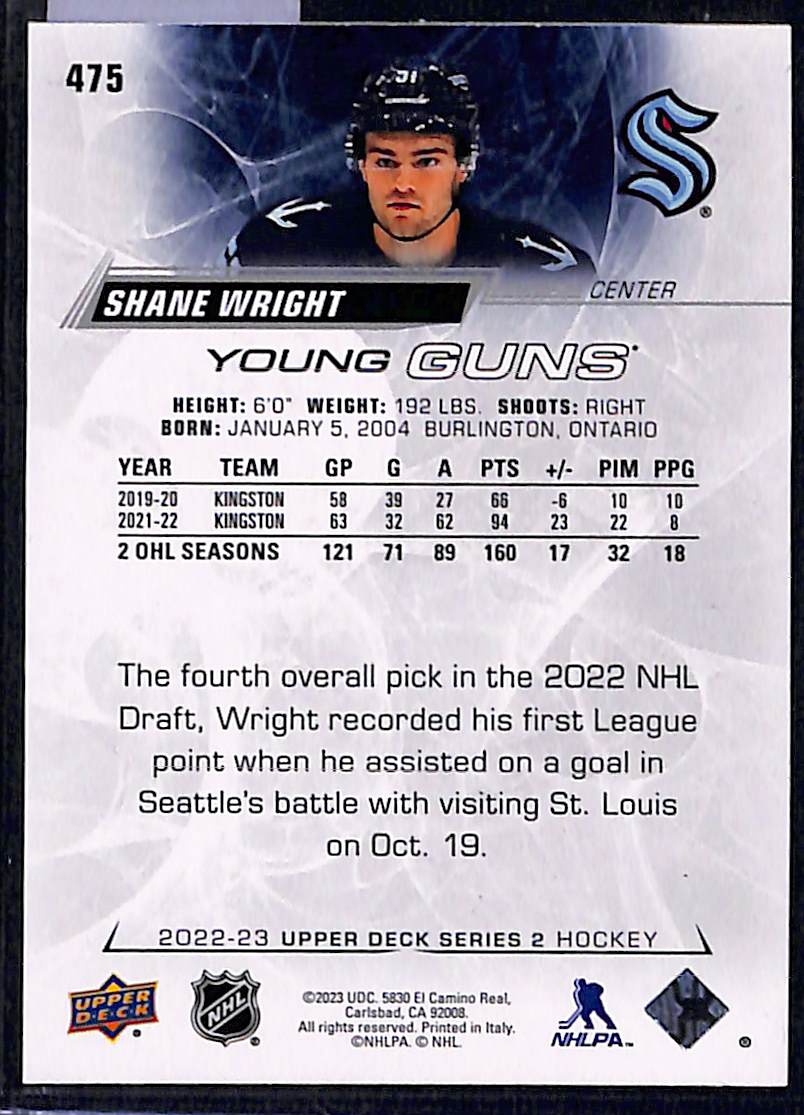 2022-23 Upper Deck Series 2 Shane Wright #475