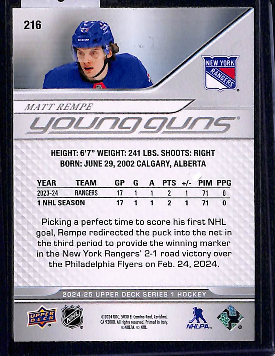 2024-25 Upper Deck Series 1 Matt Rempe #216