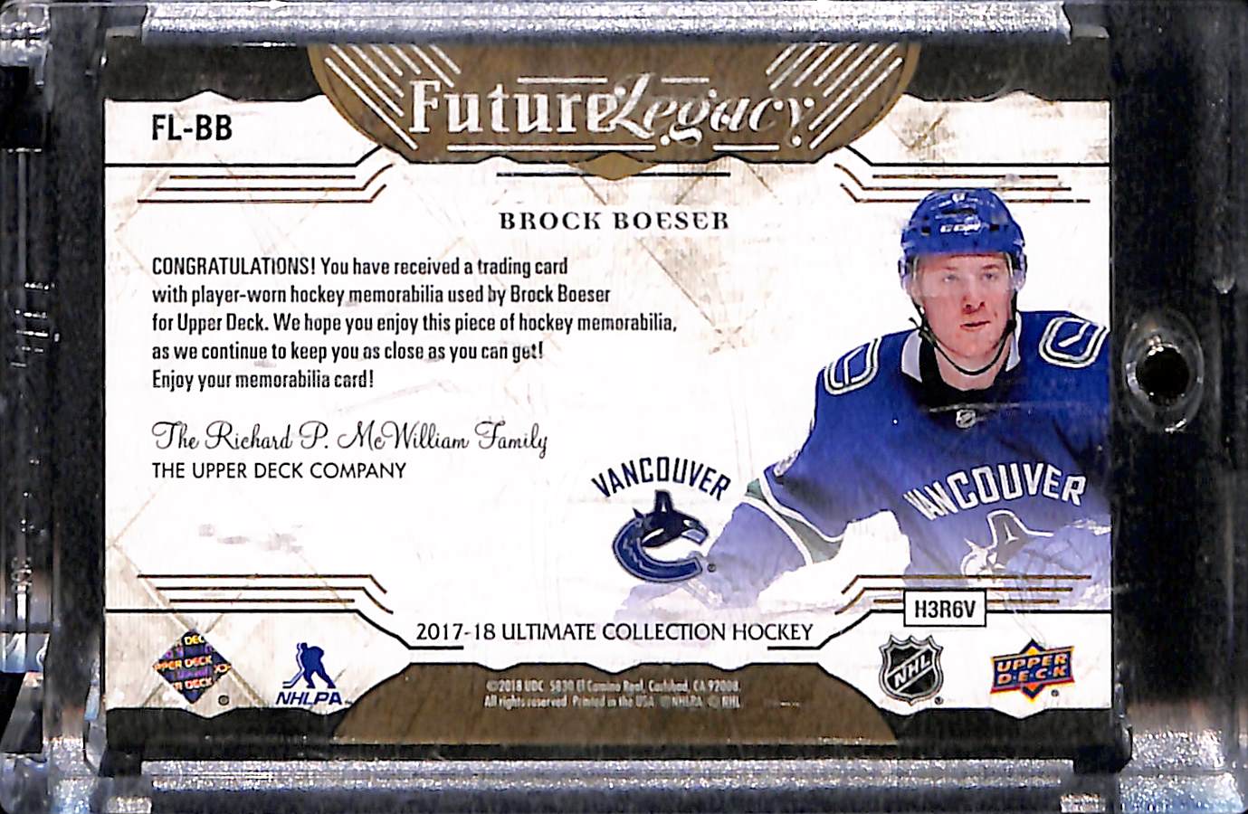 2017-18 Upper Deck Ultimate Collection Brock Boeser #FL-BB